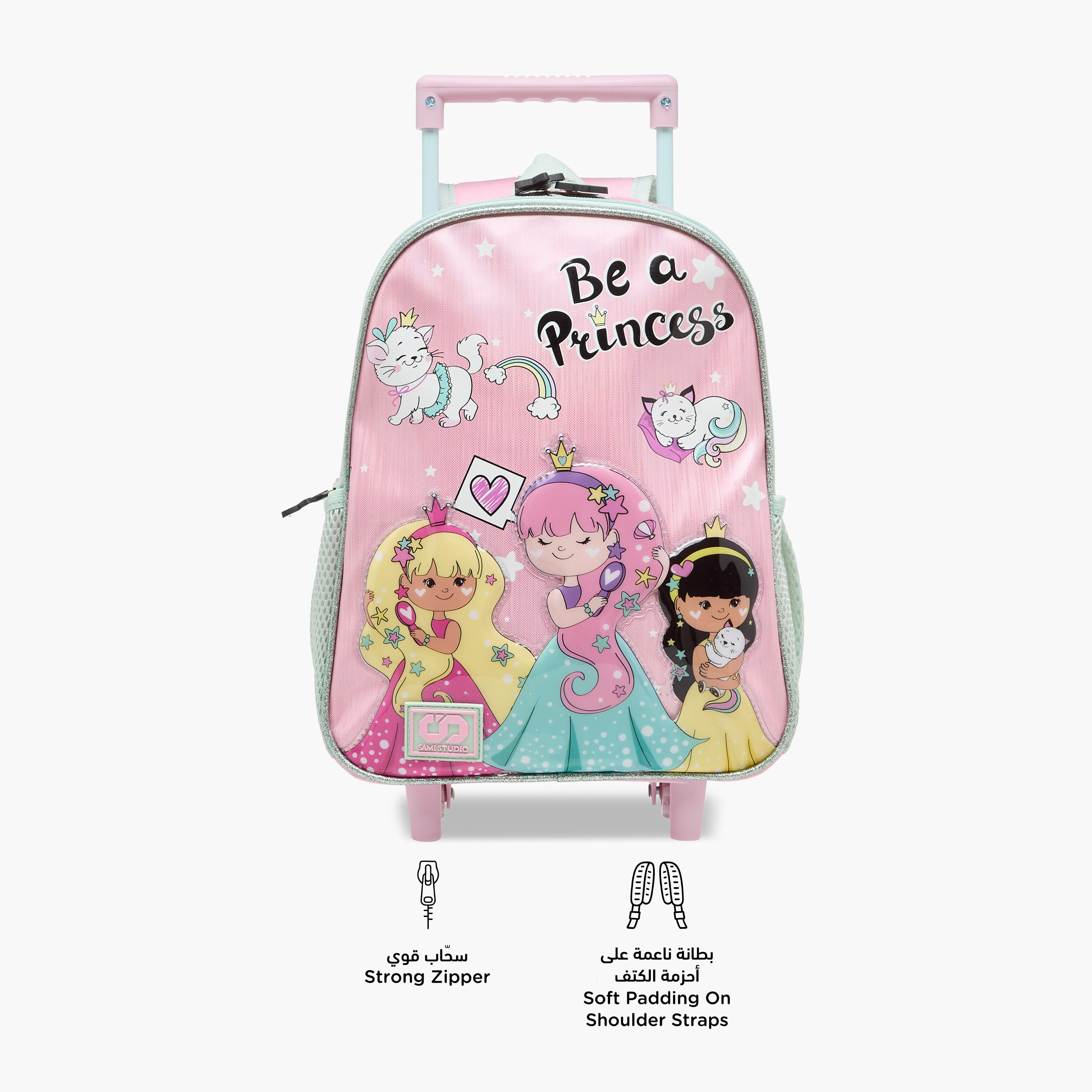 SAMI STUDIO Printed 3-Piece School Trolley Bag Set for Girls 2-5 Years with Lunch Bag and Pencil Pouch -school-bagsandbackpacks-trolleybags-image-5