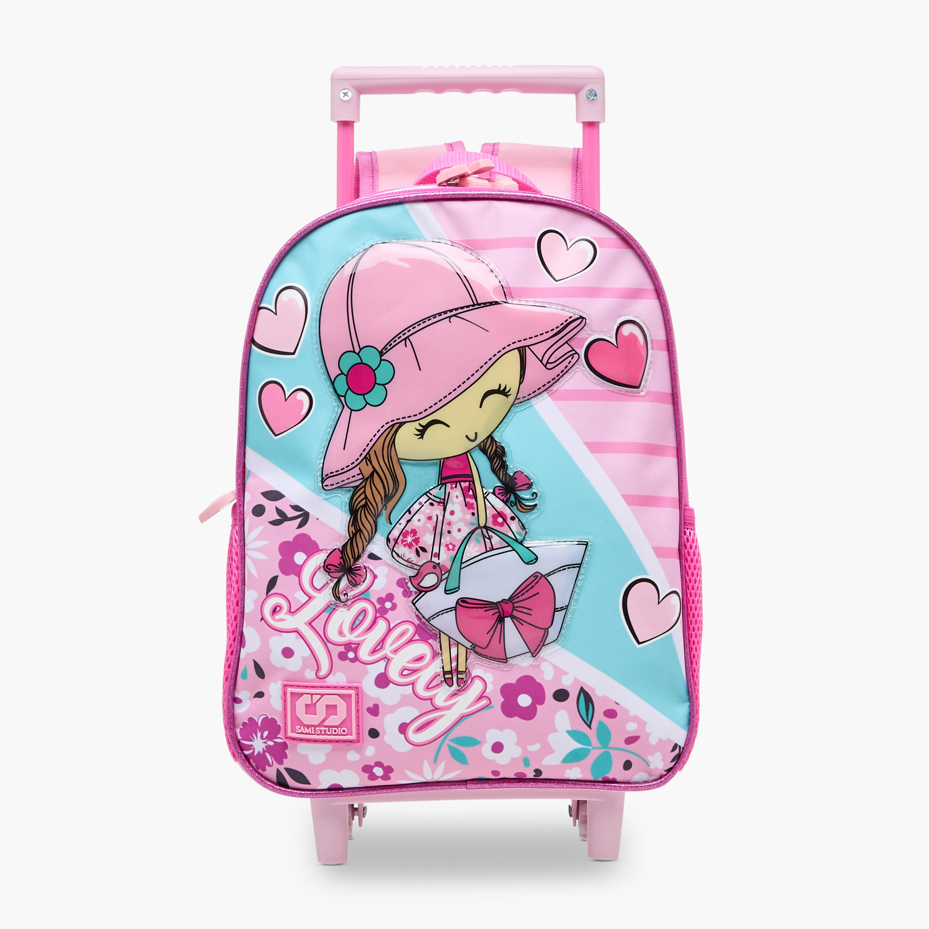 SAMI STUDIO Printed 3-Piece School Trolley Bag Set for Girls 2-5 Years with Lunch Bag and Pencil Pouch -school-bagsandbackpacks-trolleybags-image-2