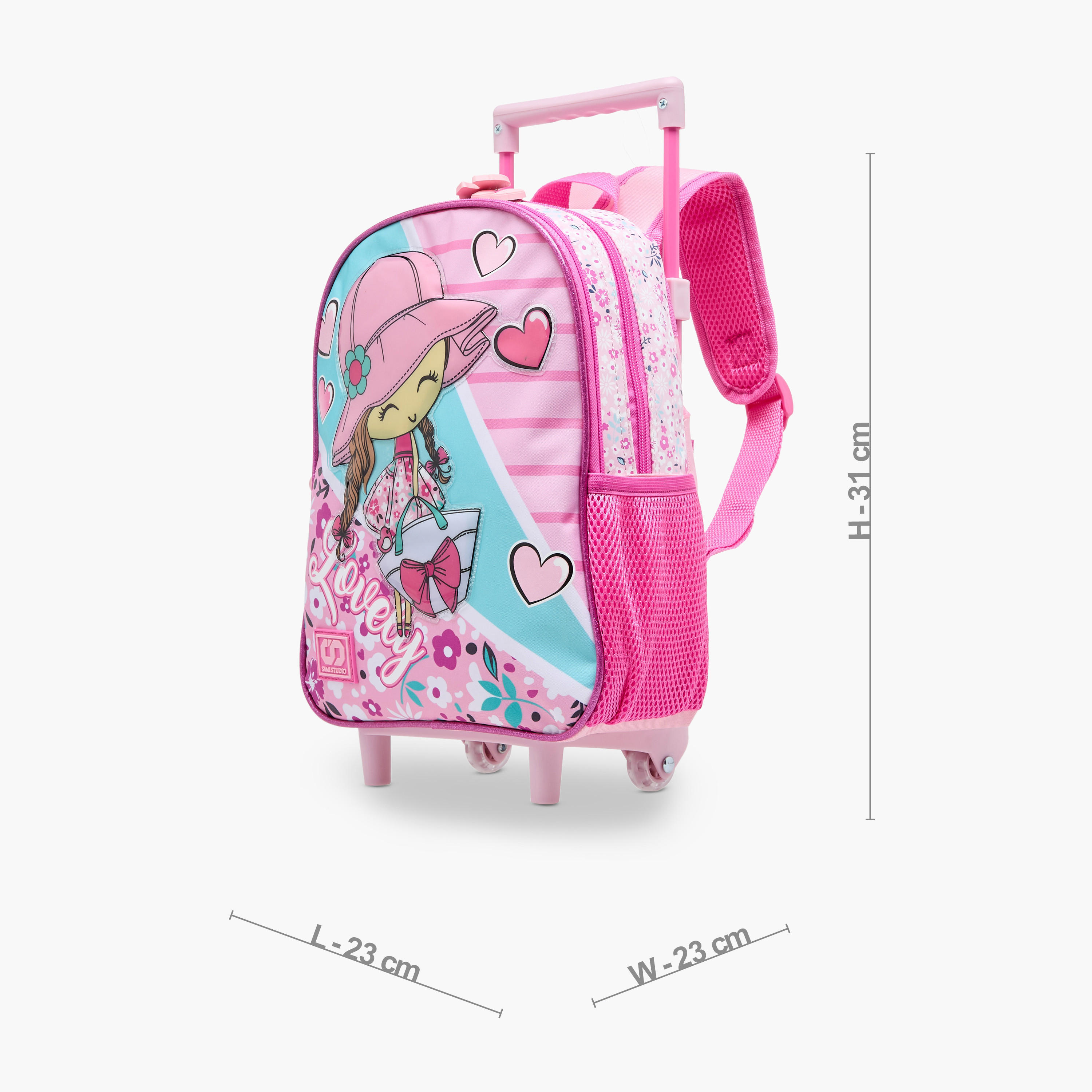 SAMI STUDIO Printed 3-Piece School Trolley Bag Set for Girls 2-5 Years with Lunch Bag and Pencil Pouch -school-bagsandbackpacks-trolleybags-image-3