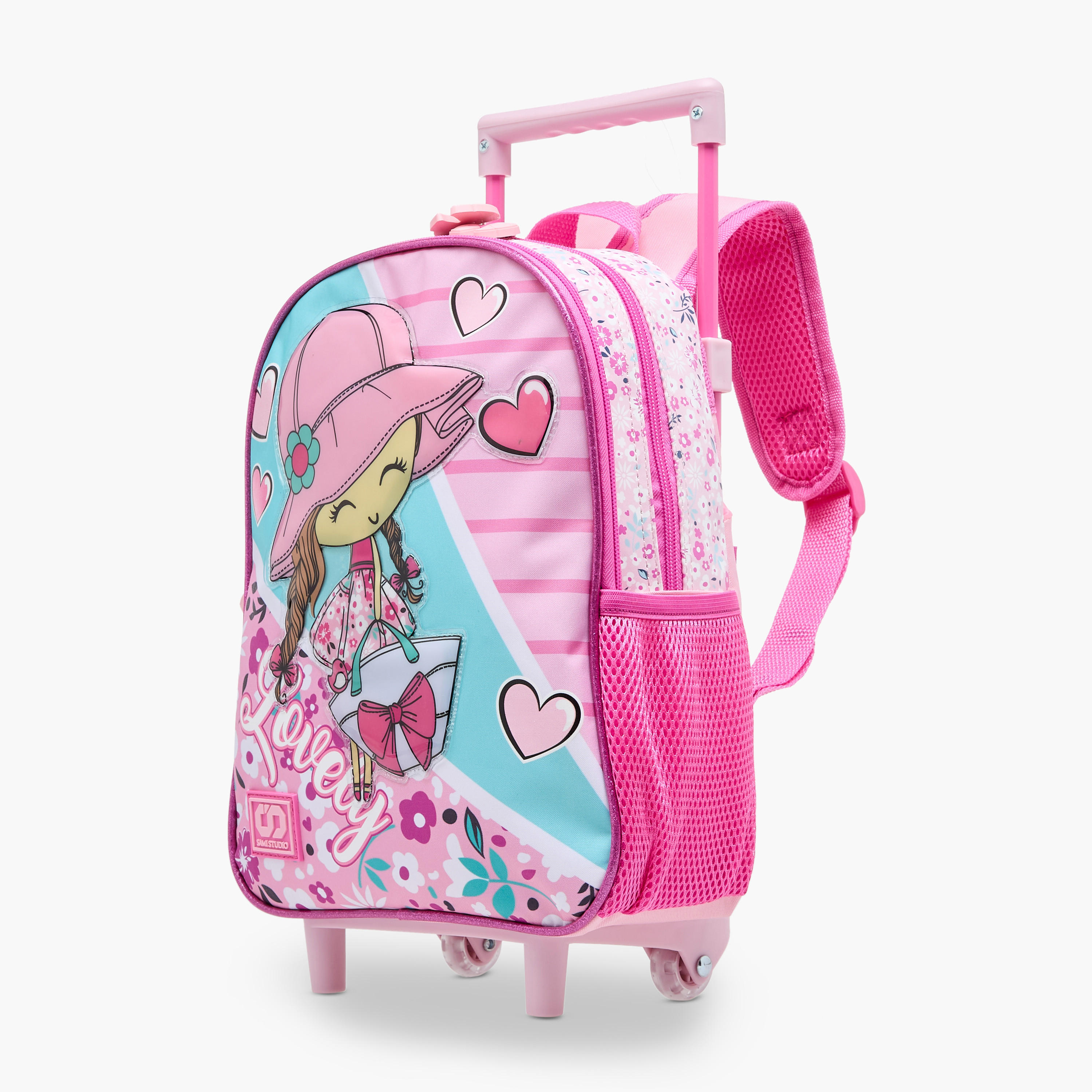 SAMI STUDIO Printed 3-Piece School Trolley Bag Set for Girls 2-5 Years with Lunch Bag and Pencil Pouch -school-bagsandbackpacks-trolleybags-image-4