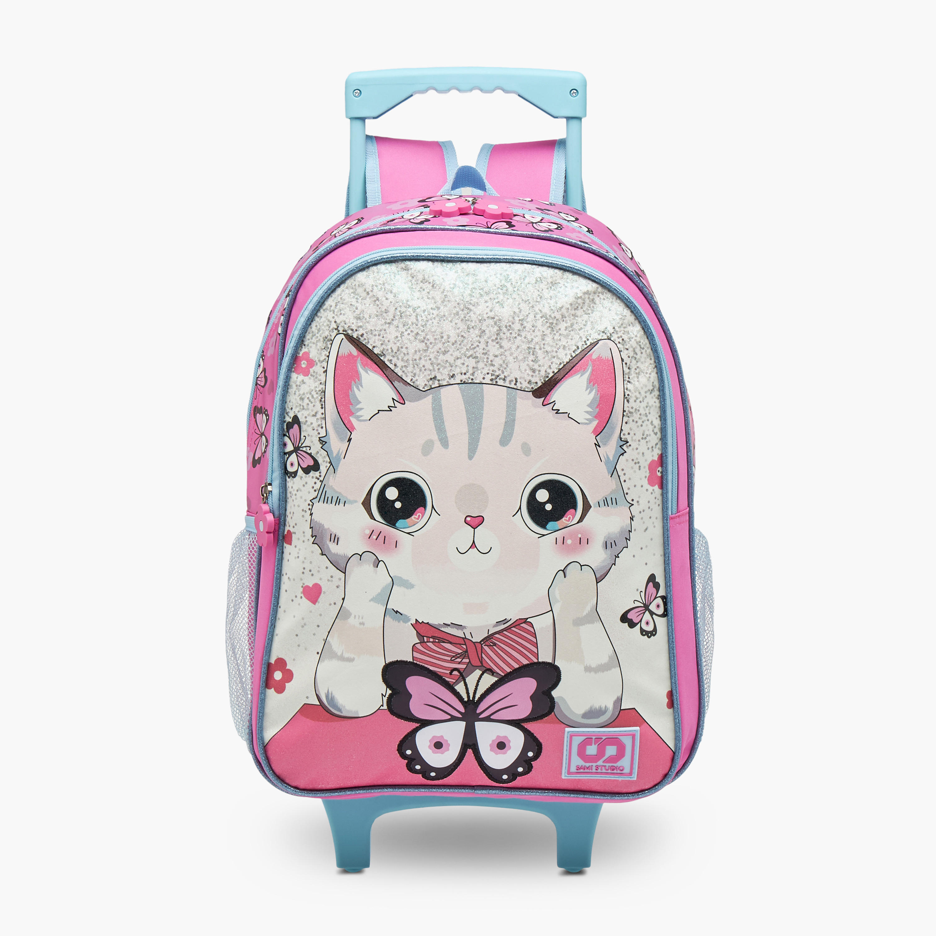 SAMI STUDIO Cats Trolley Bag for Girls 5-8 Years with Padded Shoulder Straps -school-bagsandbackpacks-trolleybags-image-2