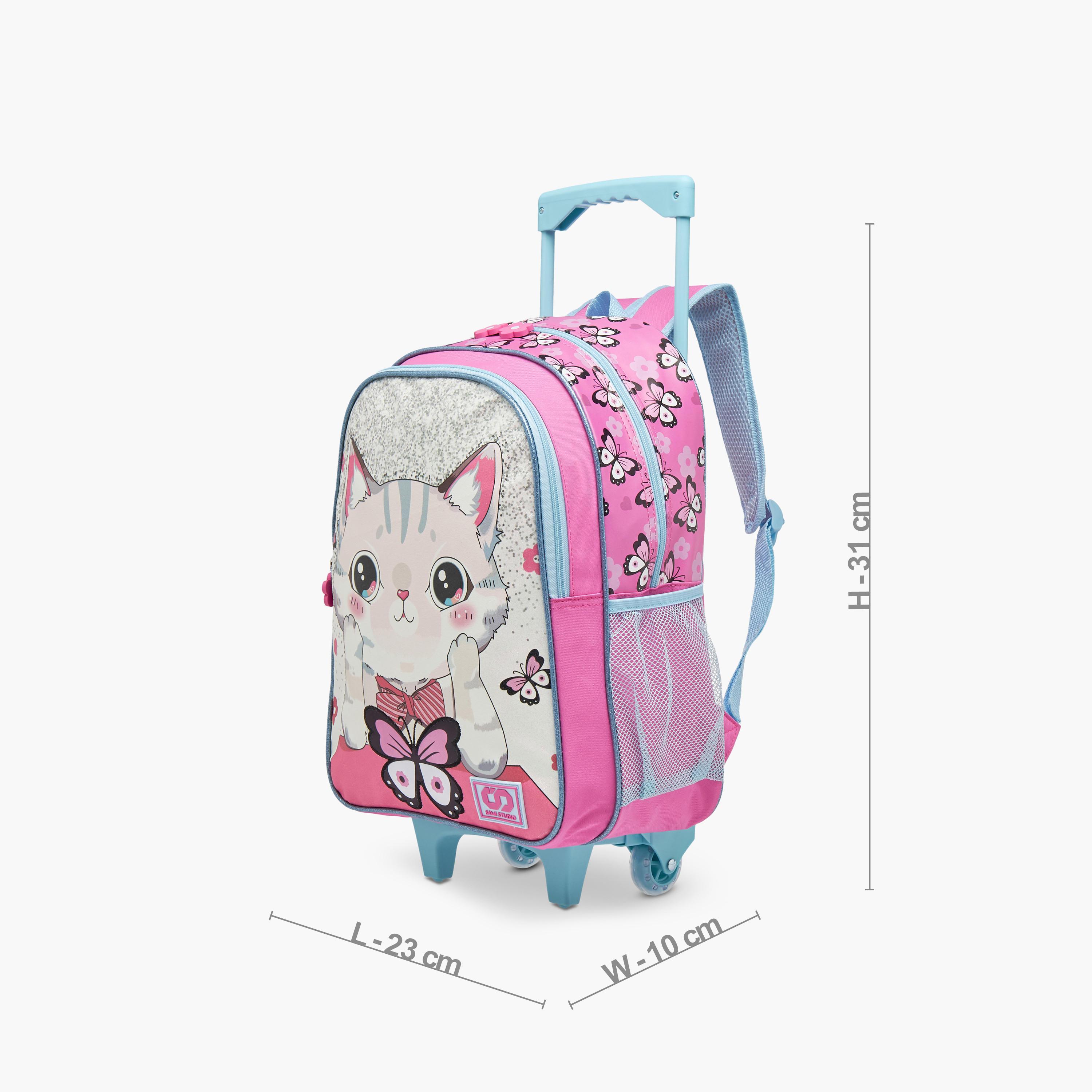SAMI STUDIO Cats Trolley Bag for Girls 5-8 Years with Padded Shoulder Straps -school-bagsandbackpacks-trolleybags-image-3