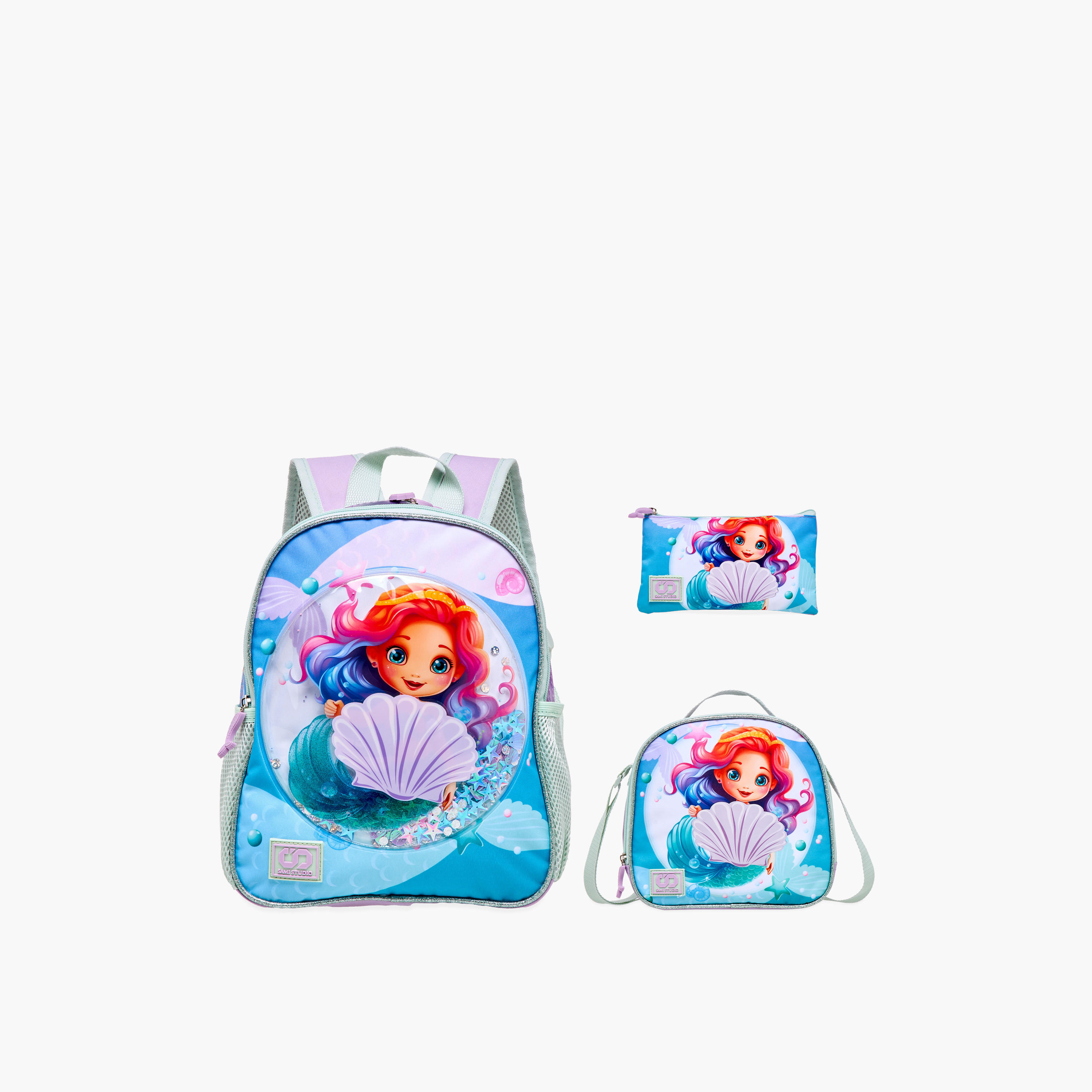 SAMI STUDIO 3-Piece Mermaid Print 16-inch Backpack Set - 31x23x10 cms-school-bagsandbackpacks-backpacks-image-1