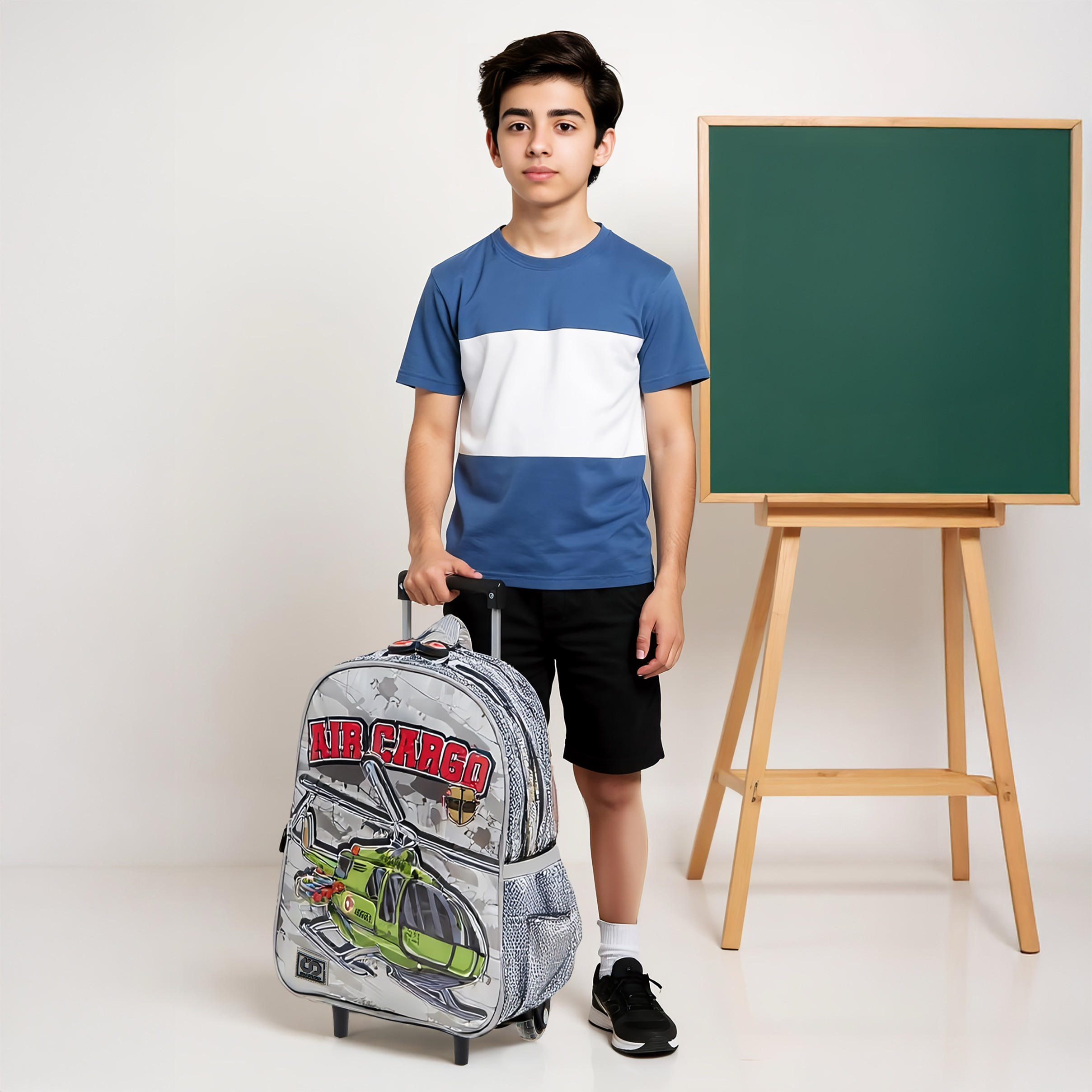 SAMI STUDIO Space 3-Piece School Trolley Bag Set for Boys 2-5 Years with Lunch Bag and Pencil Pouch -school-bagsandbackpacks-trolleybags-image-2