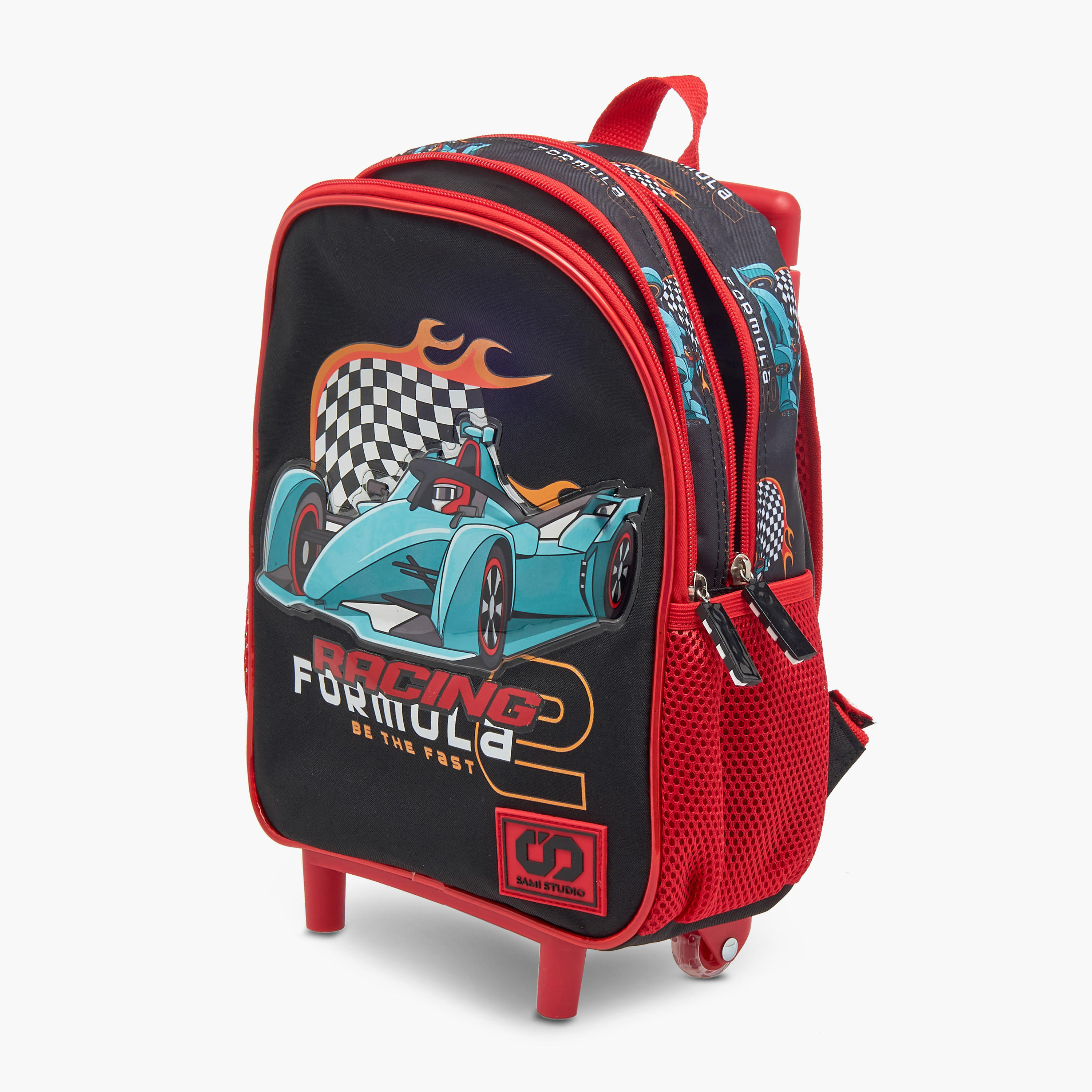 SAMI STUDIO Cars 3-Piece School Trolley Bag Set for Boys 2-5 Years with Lunch Bag and Pencil Pouch -school-bagsandbackpacks-trolleybags-image-10