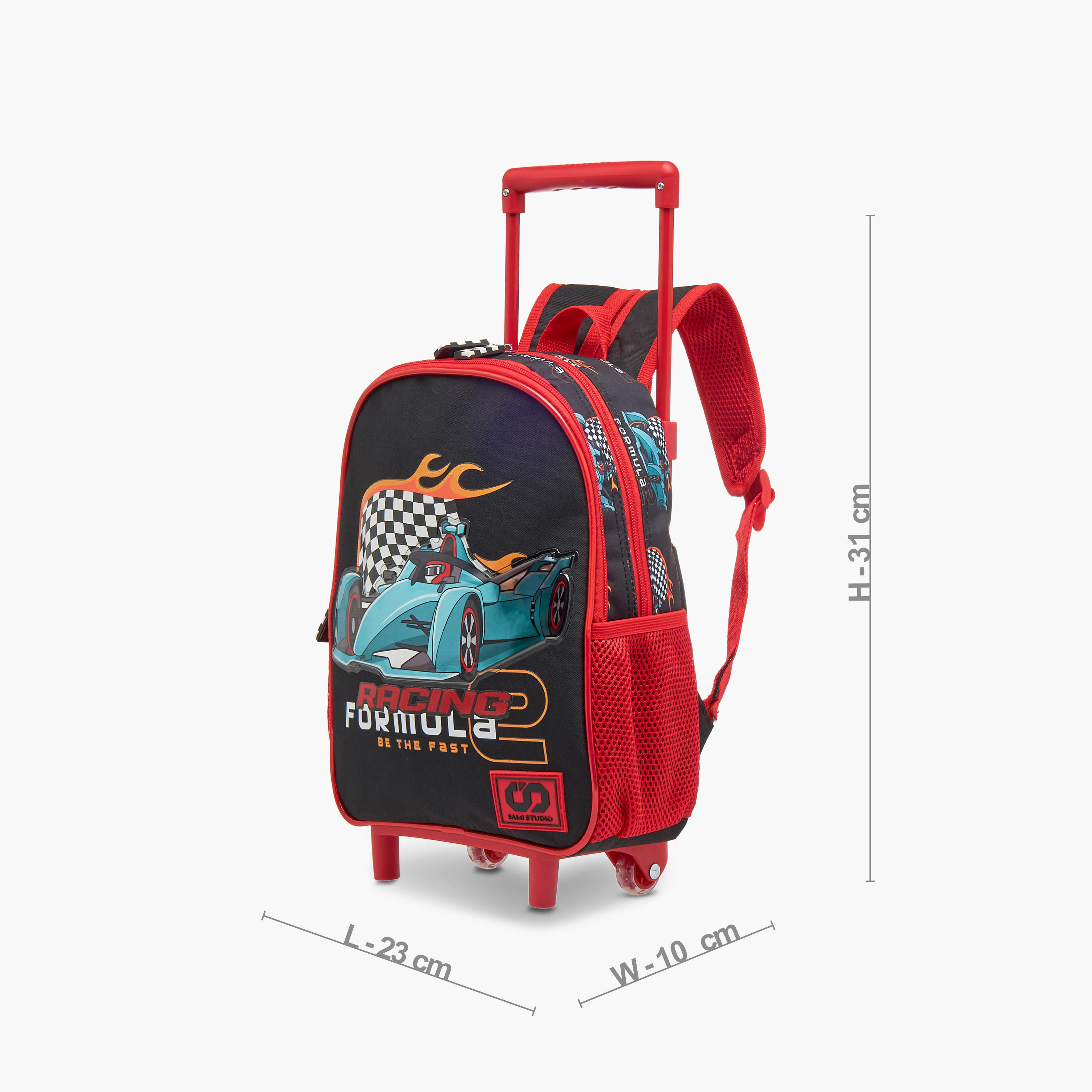 SAMI STUDIO Cars 3-Piece School Trolley Bag Set for Boys 2-5 Years with Lunch Bag and Pencil Pouch -school-bagsandbackpacks-trolleybags-image-3
