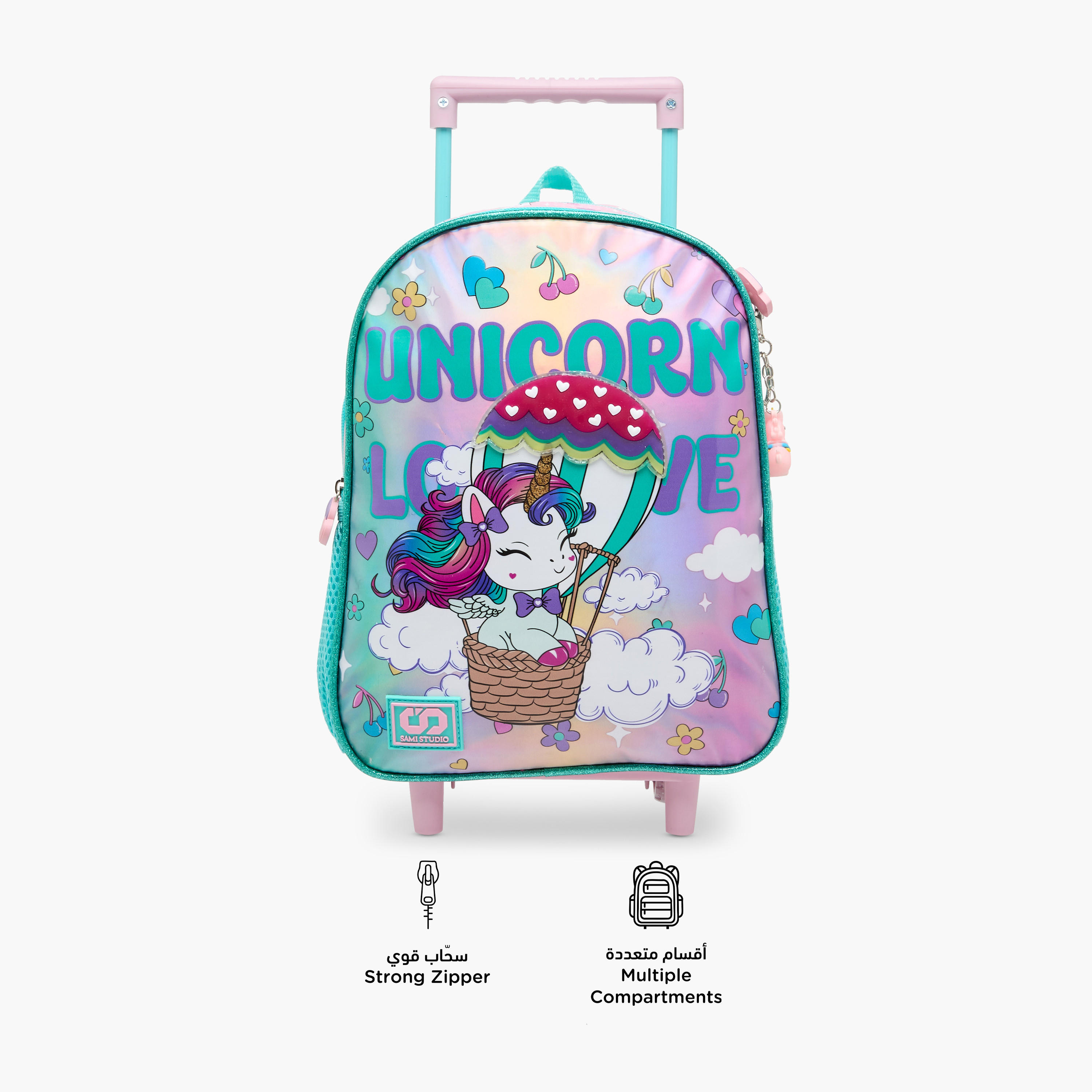 SAMI STUDIO Unicorn Trolley Bag for Girls 2-5 Years with Padded Shoulder Straps -school-bagsandbackpacks-trolleybags-image-4