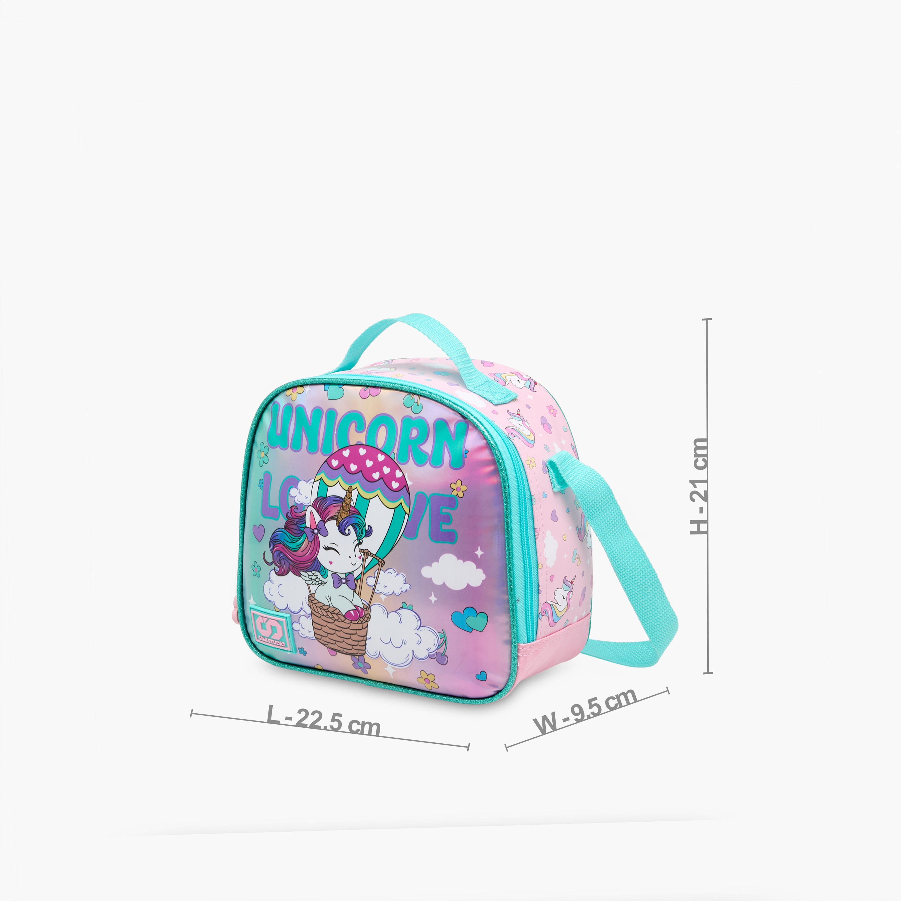 شنطة غداء بطبعات يونيكورن وحزام قابل للتعديل وسحاب إغلاق من سامي ستوديو-school-lunchessentials-lunchbags-image-2
