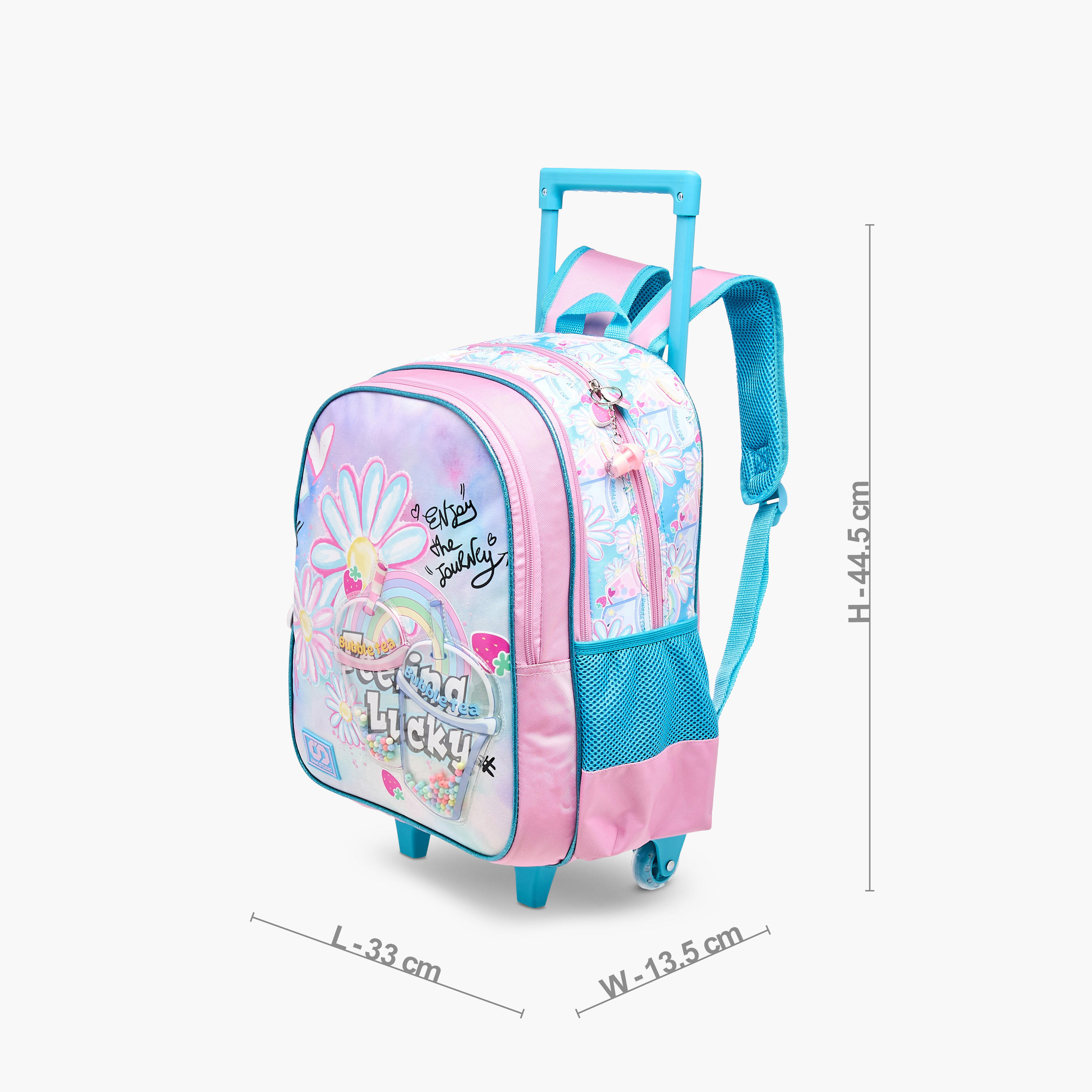 SAMI STUDIO Floral Trolley Bag for Girls 5-8 Years with Padded Shoulder Straps -school-bagsandbackpacks-trolleybags-image-2