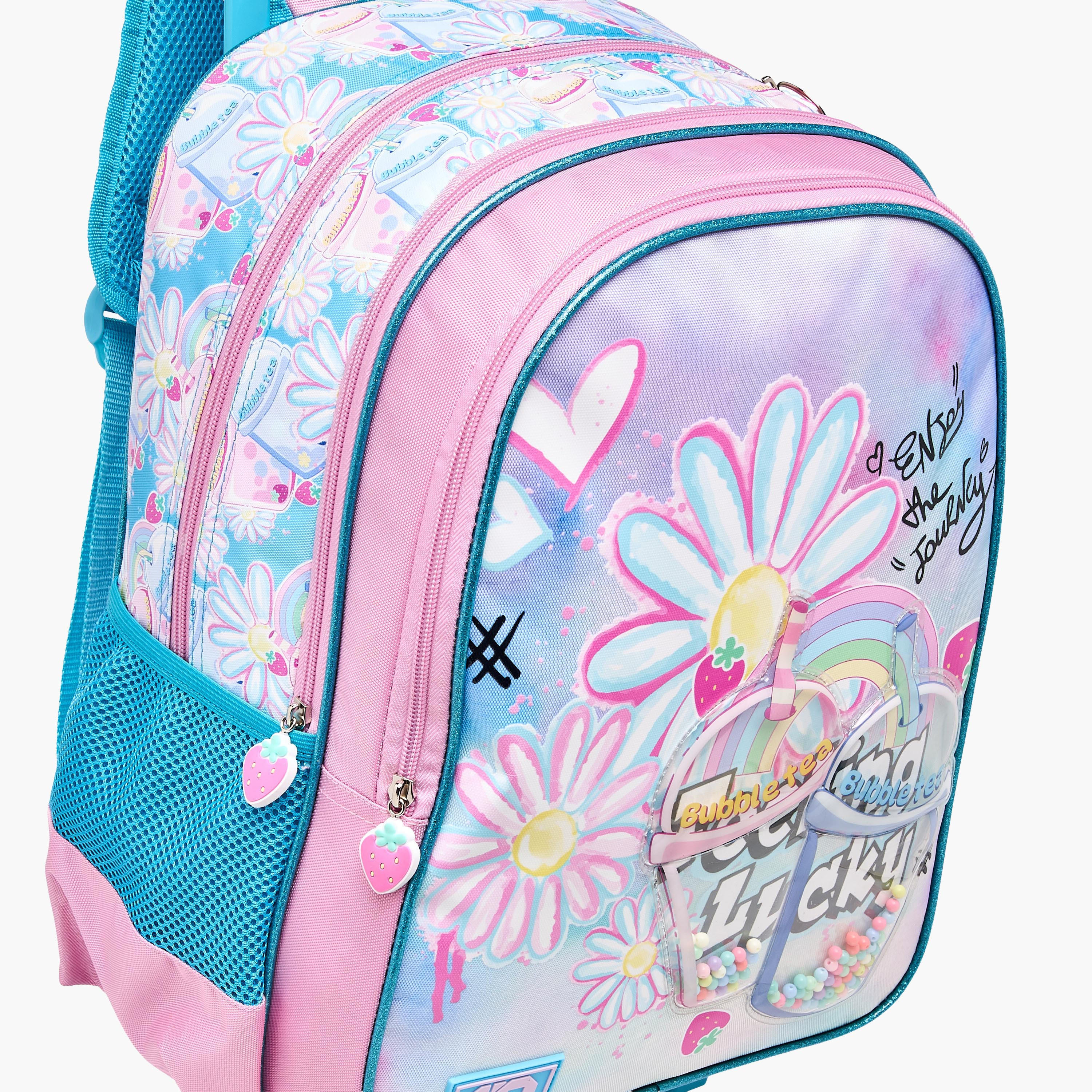 SAMI STUDIO Floral Trolley Bag for Girls 5-8 Years with Padded Shoulder Straps -school-bagsandbackpacks-trolleybags-image-9