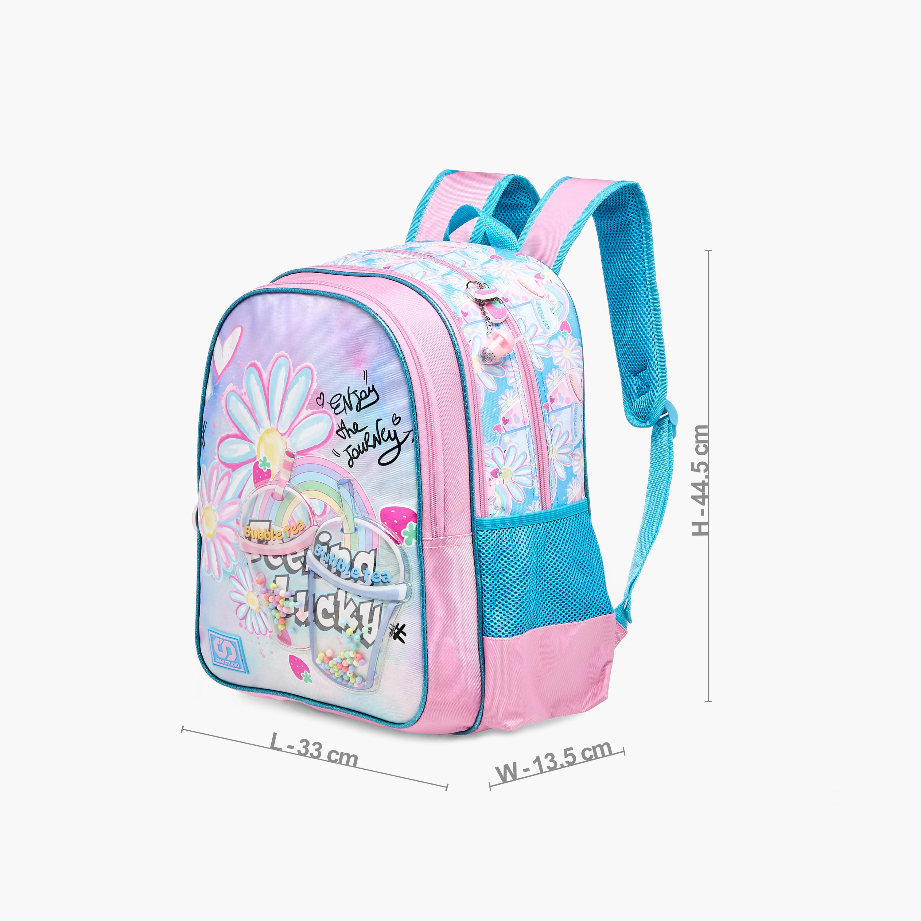 شنطة ظهر بطبعات زهور 16 بوصة وحمّالات كتف قابلة للتعديل من سامي ستوديو - 33x14x45 سم-school-bagsandbackpacks-backpacks-image-2