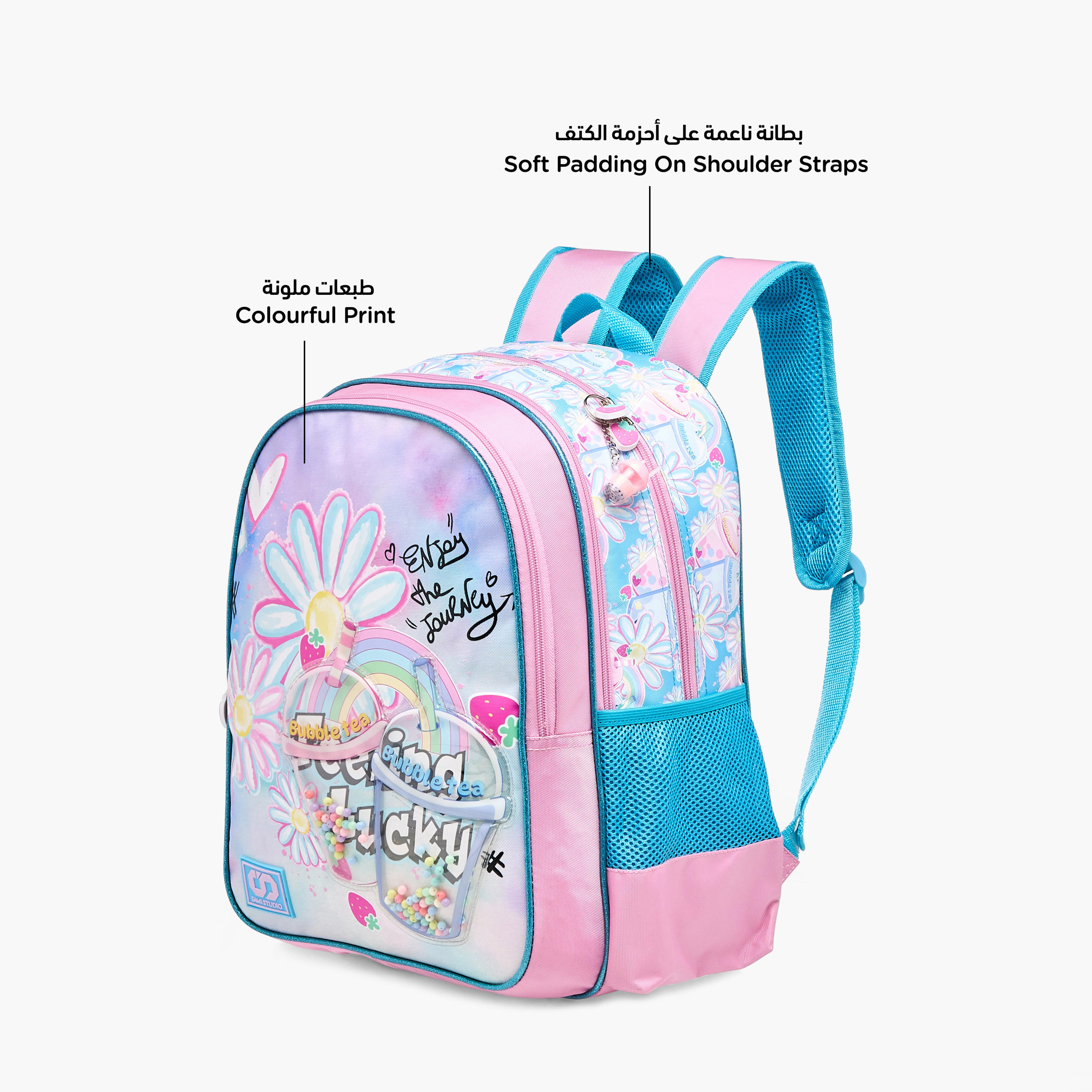 شنطة ظهر بطبعات زهور 16 بوصة وحمّالات كتف قابلة للتعديل من سامي ستوديو - 33x14x45 سم-school-bagsandbackpacks-backpacks-image-6