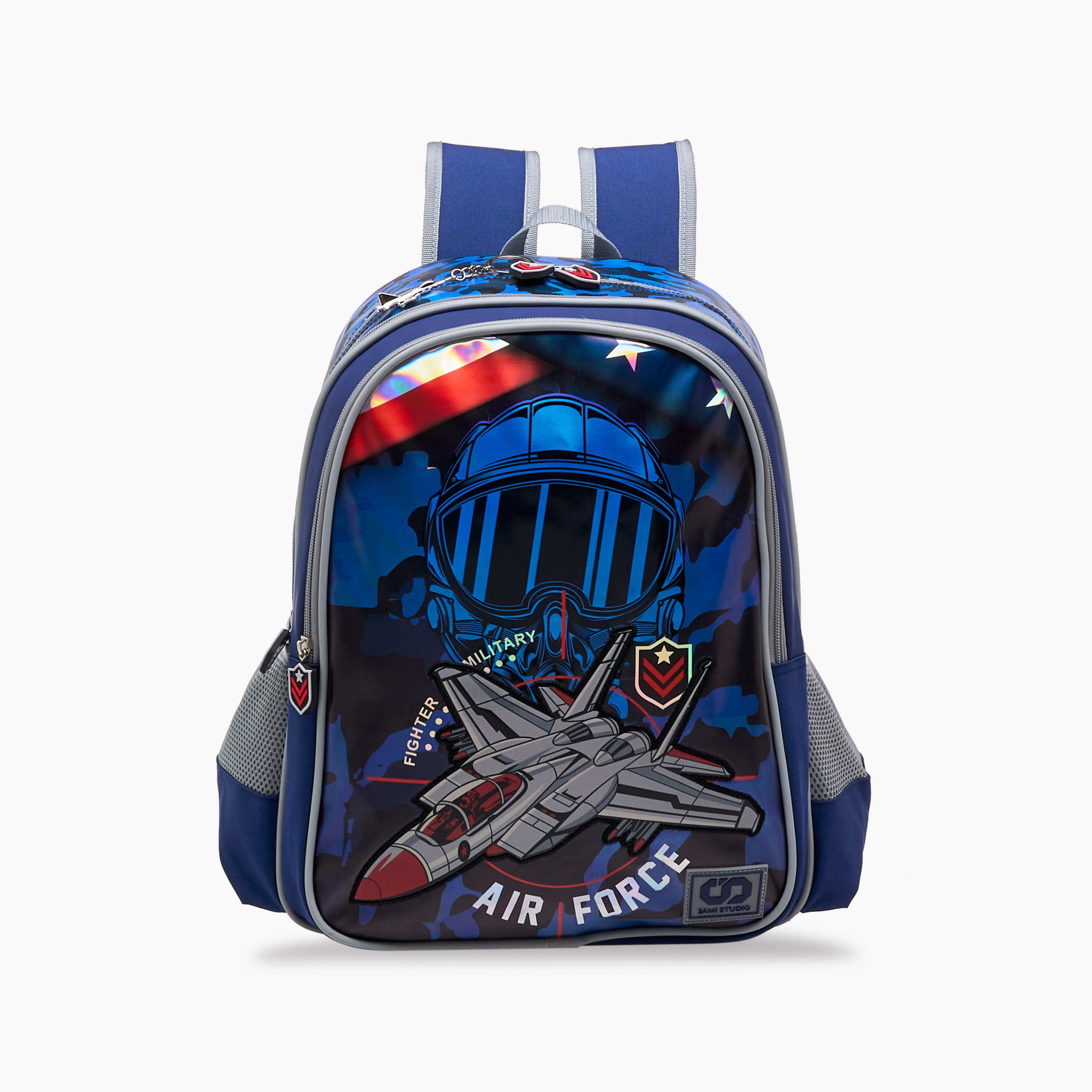 SAMI STUDIO Aviation Print 16-inch Backpack with Adjustable Straps and Zip Closure - 33x14x45 cms-school-bagsandbackpacks-backpacks-image-1