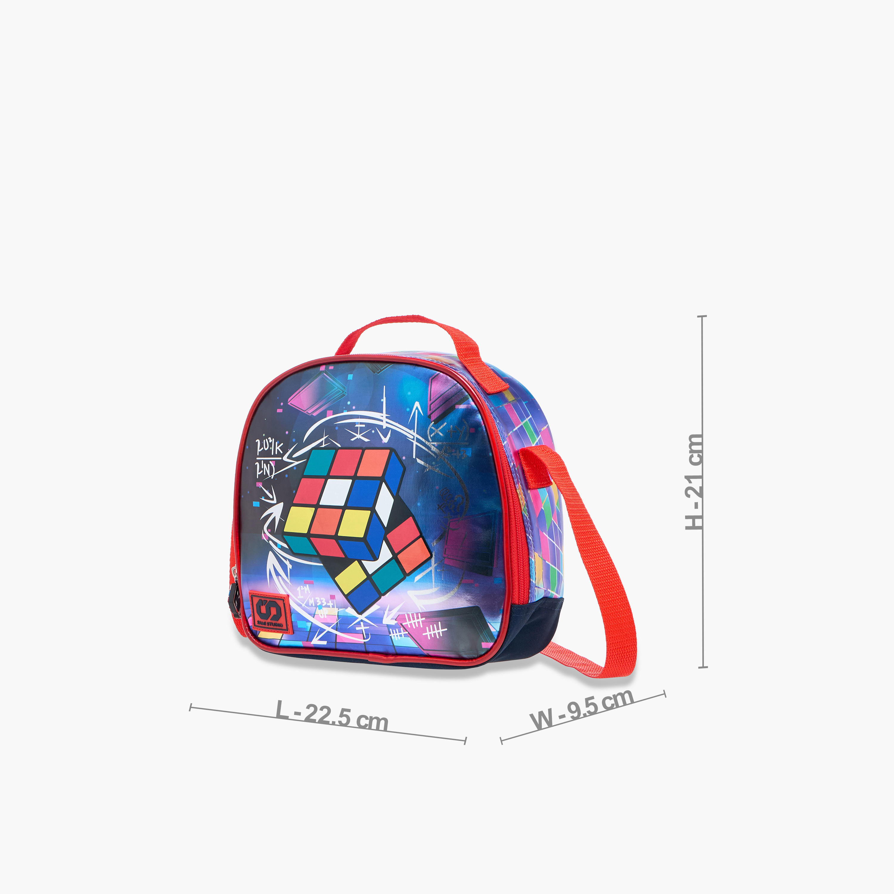 SAMI STUDIO Rubik's Cube Print Lunch Bag with Adjustable Strap and Zip Closure-school-lunchessentials-lunchbags-image-2
