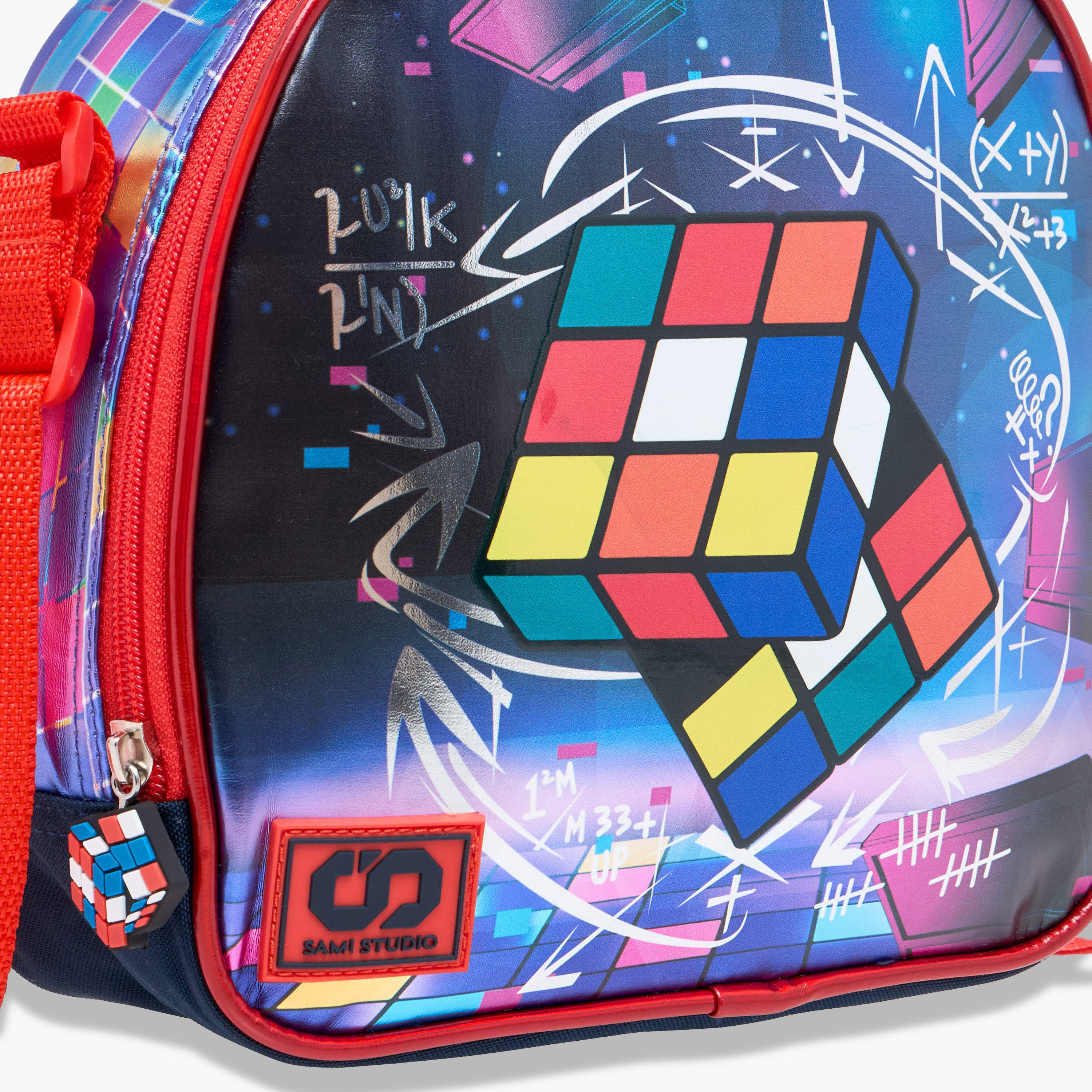 SAMI STUDIO Rubik's Cube Print Lunch Bag with Adjustable Strap and Zip Closure-school-lunchessentials-lunchbags-image-5