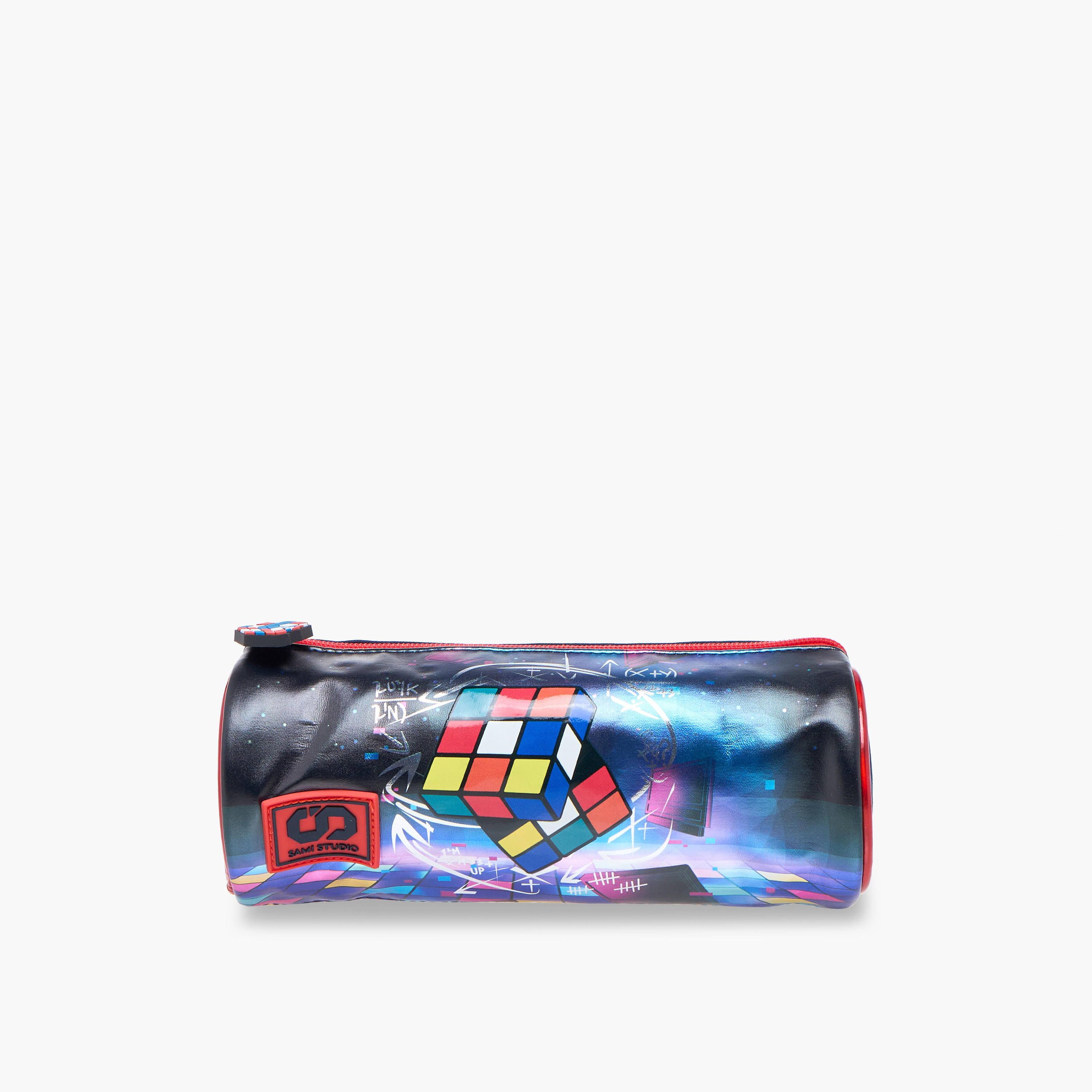 SAMI STUDIO Rubik's Cube Print Pencil Pouch with Zip Closure-school-stationery-pencilcases-image-1