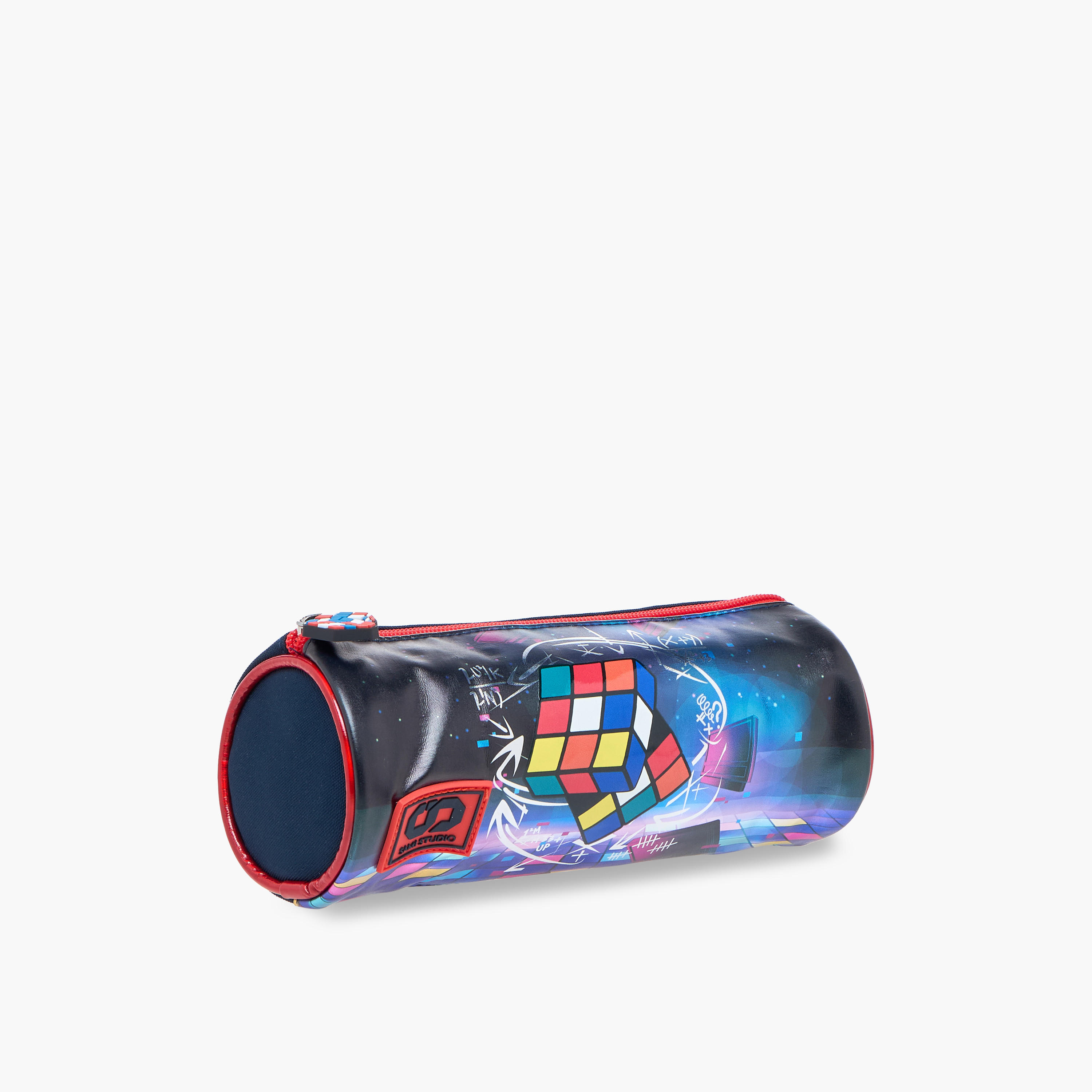 SAMI STUDIO Rubik's Cube Print Pencil Pouch with Zip Closure-school-stationery-pencilcases-image-2