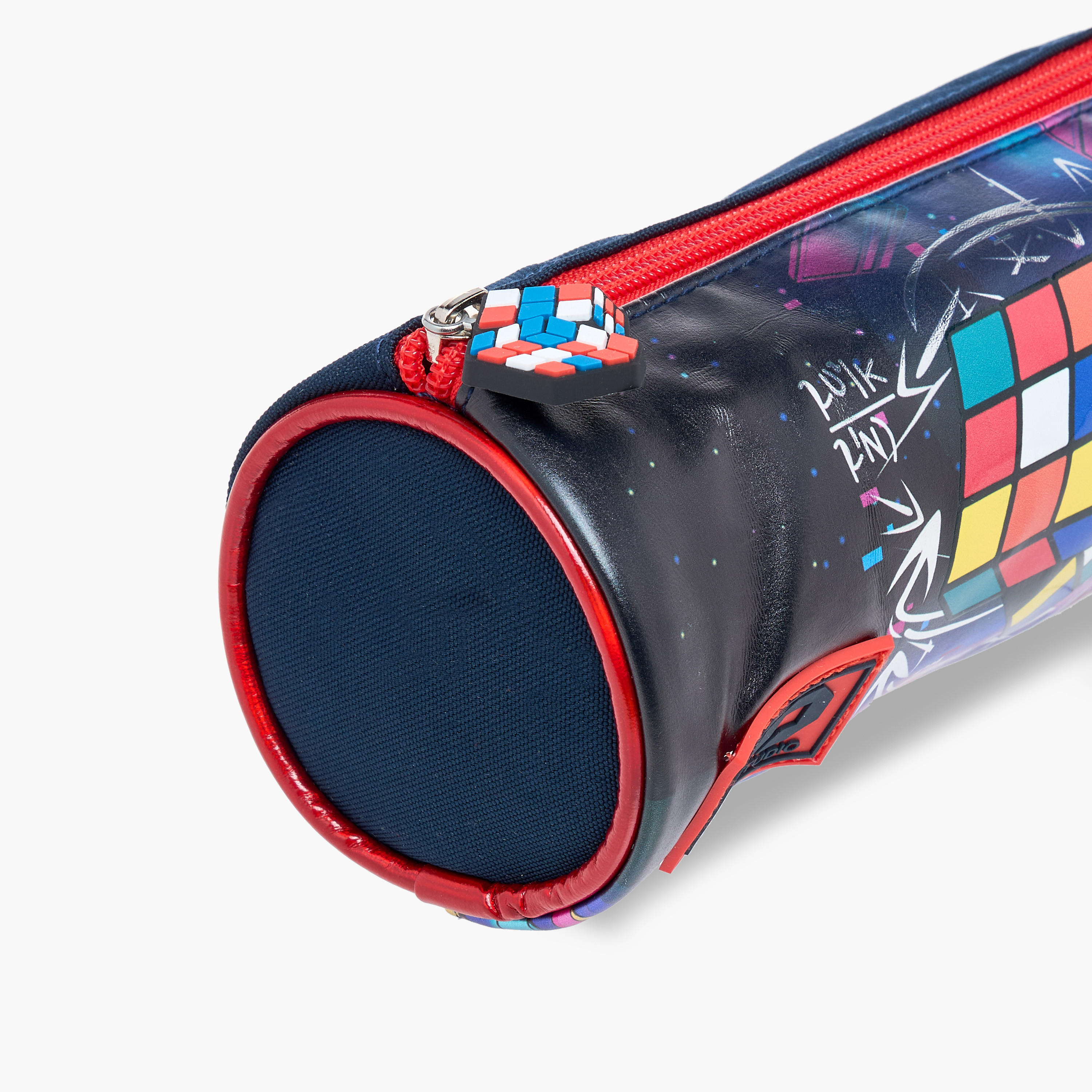 SAMI STUDIO Rubik's Cube Print Pencil Pouch with Zip Closure-school-stationery-pencilcases-image-4