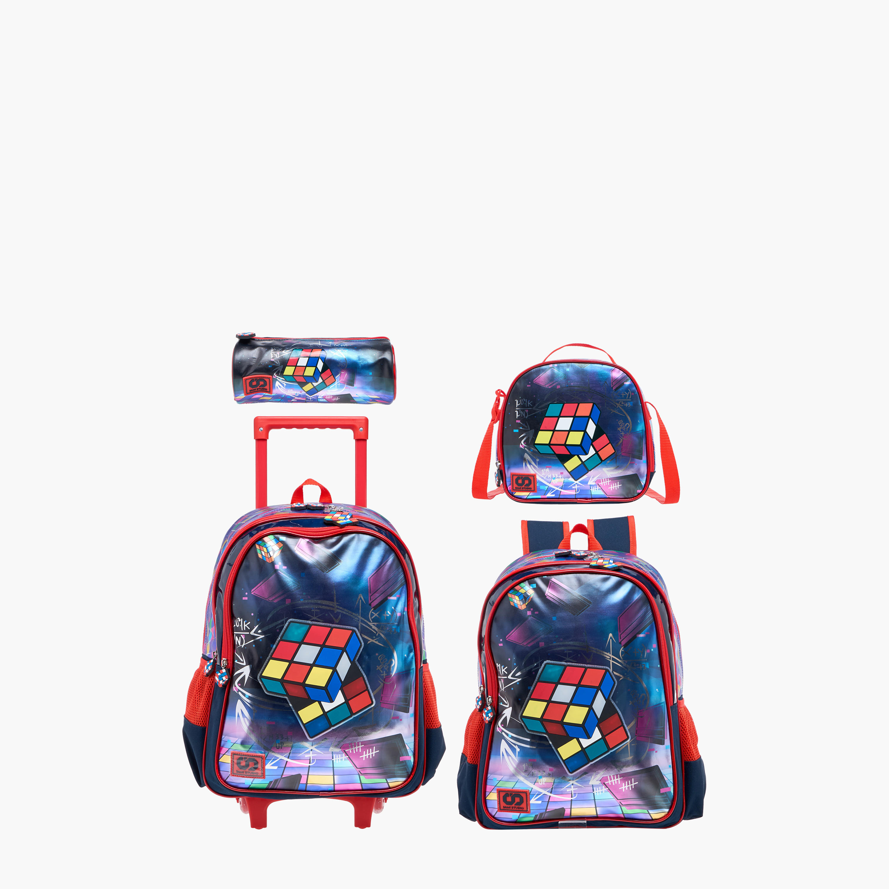 SAMI STUDIO Rubik's Cube Print Pencil Pouch with Zip Closure-school-stationery-pencilcases-image-6