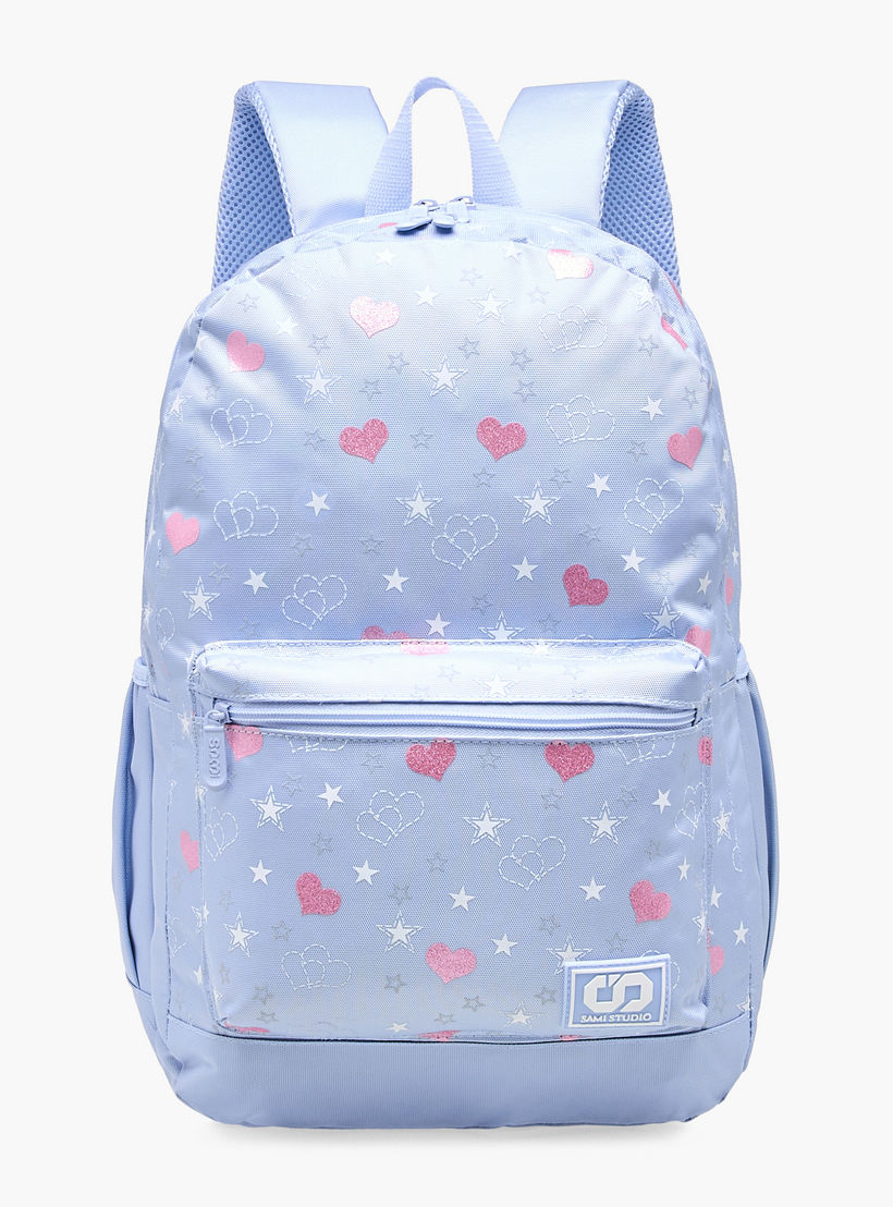 SAMI STUDIO Heart Print 17-inch Backpack with Zip Closure - 43x28x13 cms-school-bagsandbackpacks-backpacks-image-1