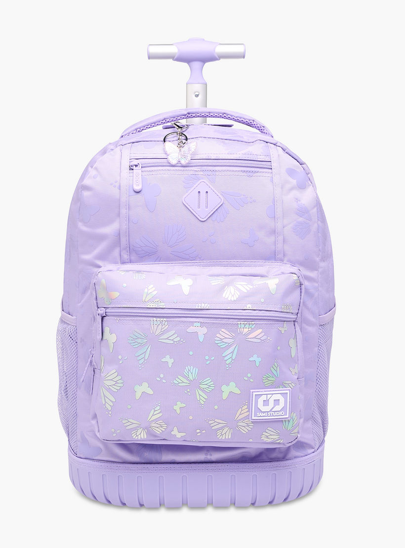 SAMI STUDIO Butterfly Trolley Bag for Girls 8-13 Years with Padded Shoulder Straps -school-bagsandbackpacks-trolleybags-image-1