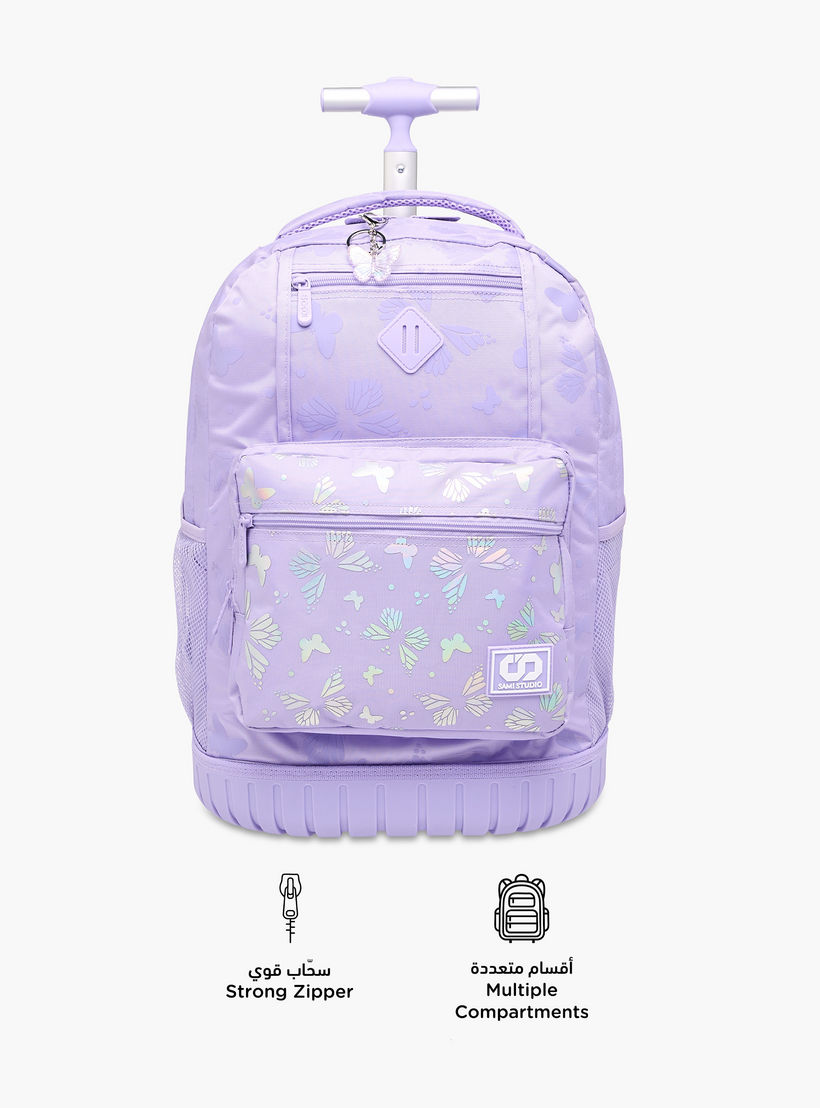 SAMI STUDIO Butterfly Trolley Bag for Girls 8-13 Years with Padded Shoulder Straps -school-bagsandbackpacks-trolleybags-image-6