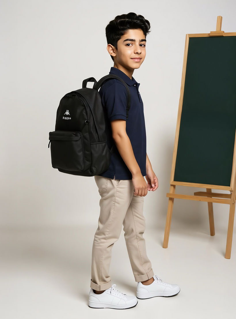 Kappa Logo Print School Backpack with Pencil Pouch set-school-bagsandbackpacks-sets-image-2