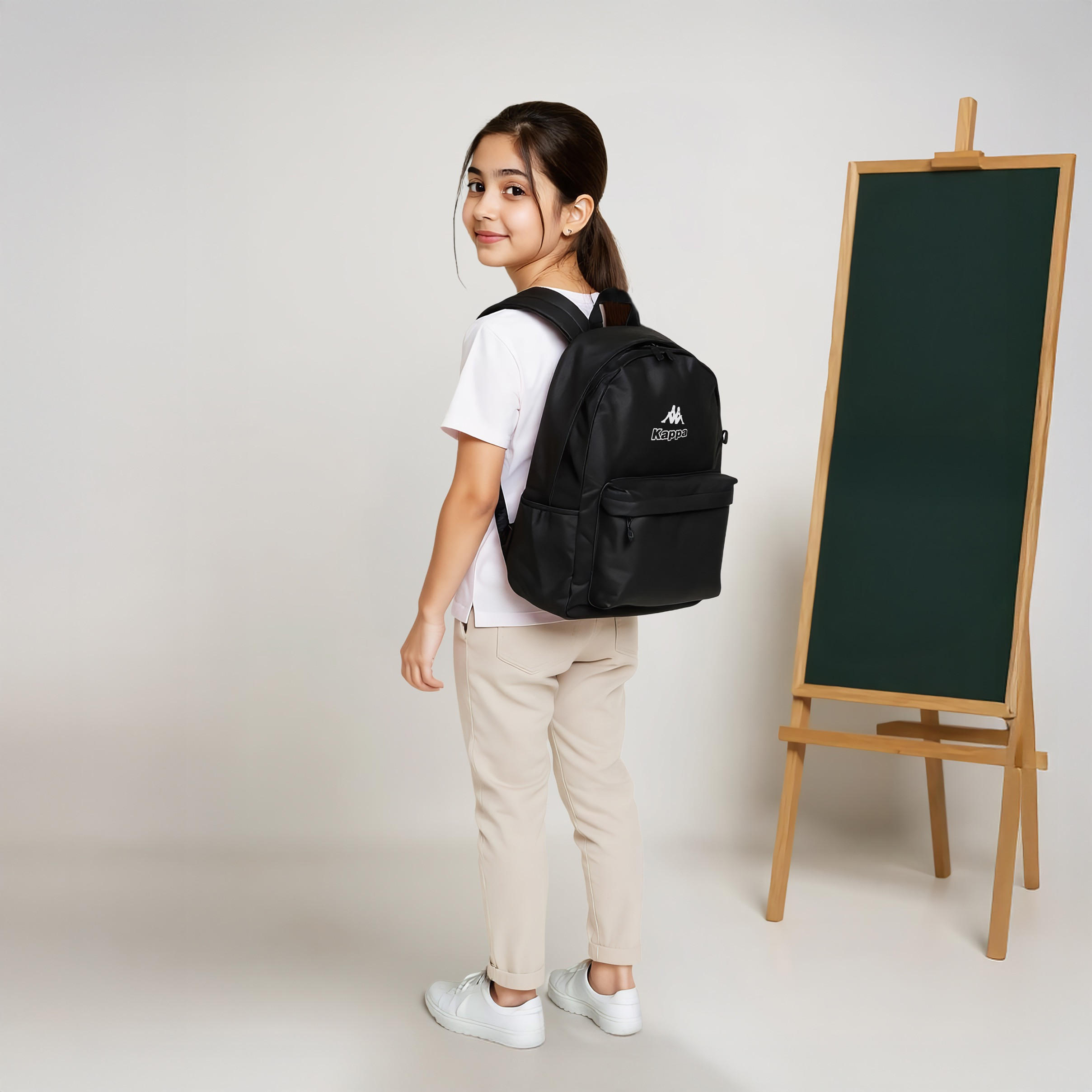 Kappa Logo Print School Backpack with Pencil Pouch set-school-bagsandbackpacks-sets-image-3