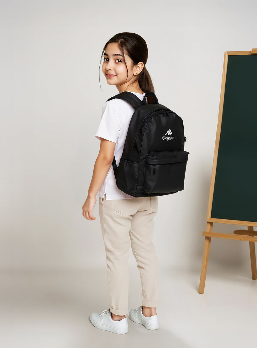 Kappa Logo Print School Backpack with Pencil Pouch set-school-bagsandbackpacks-sets-image-3