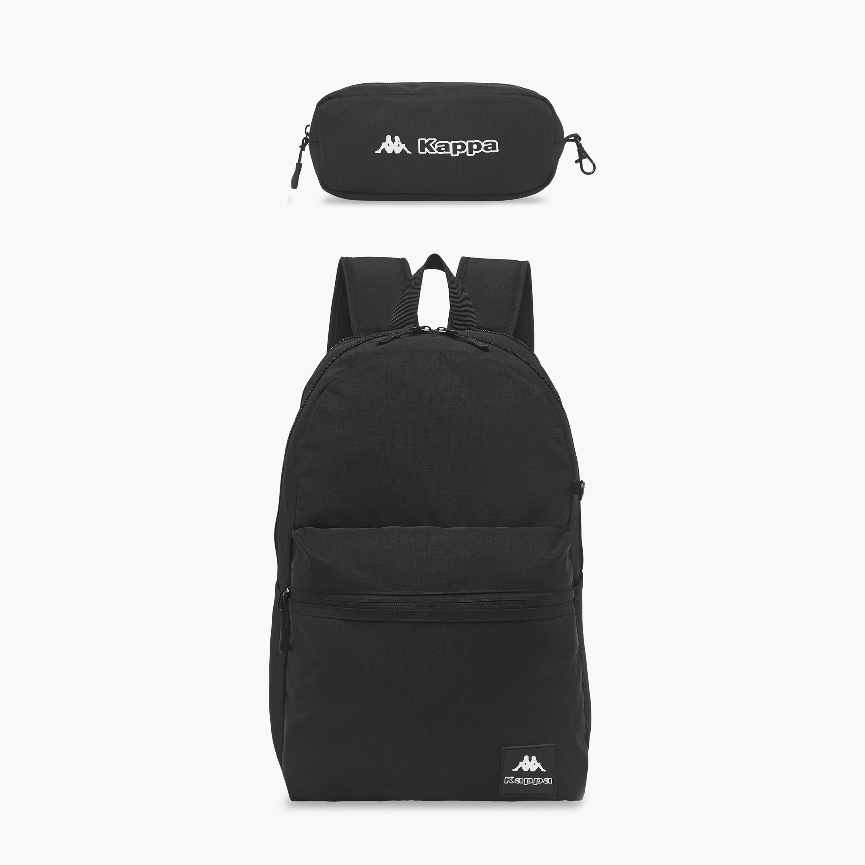 Kappa Logo Print School Backpack with Pencil Pouch set-school-bagsandbackpacks-sets-image-1