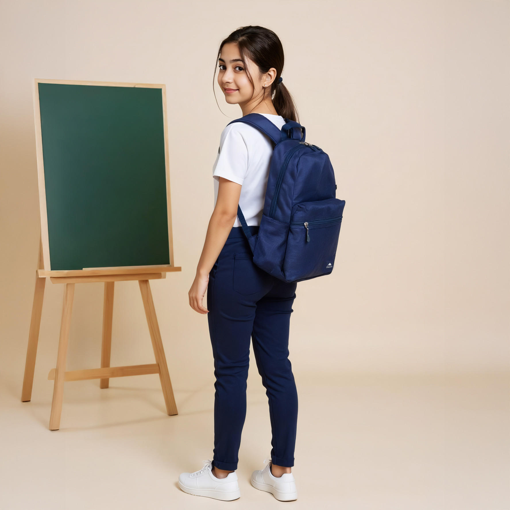 Kappa Logo Print School Backpack with Pencil Pouch set-school-bagsandbackpacks-sets-image-3