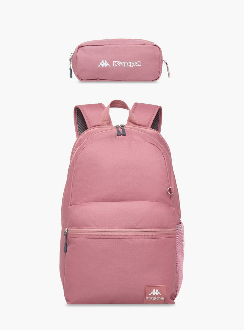 Kappa Logo Print School Backpack with Pencil Pouch set-school-bagsandbackpacks-sets-image-1