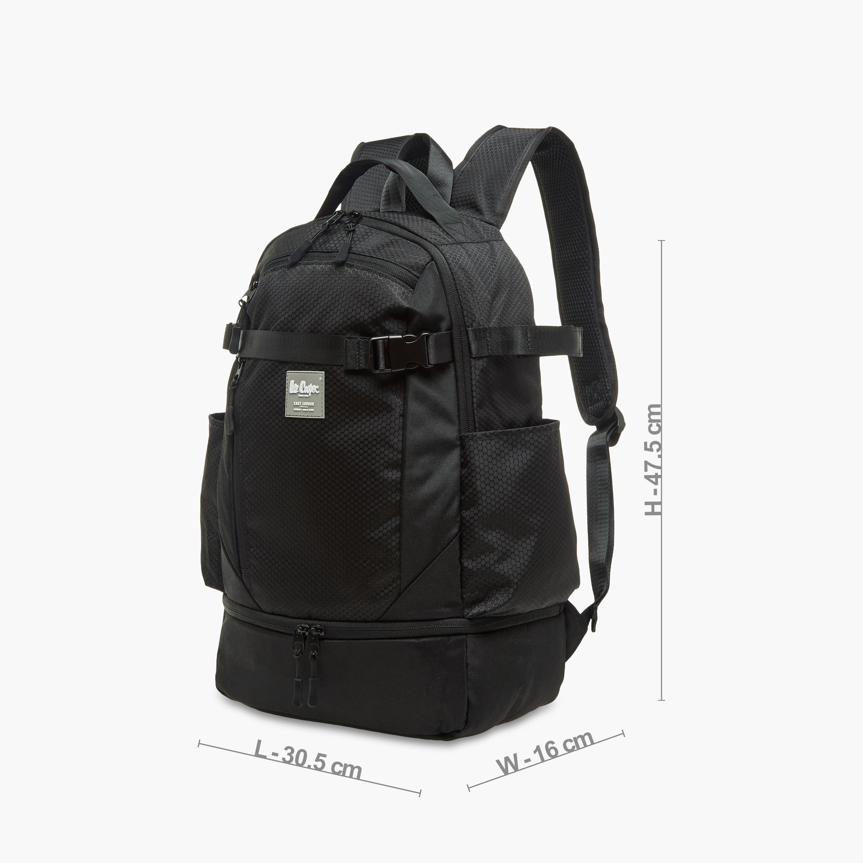 Lee Cooper Logo Applique School Backpack with Zip Closure - 16x31x48 cm-school-bagsandbackpacks-backpacks-image-2