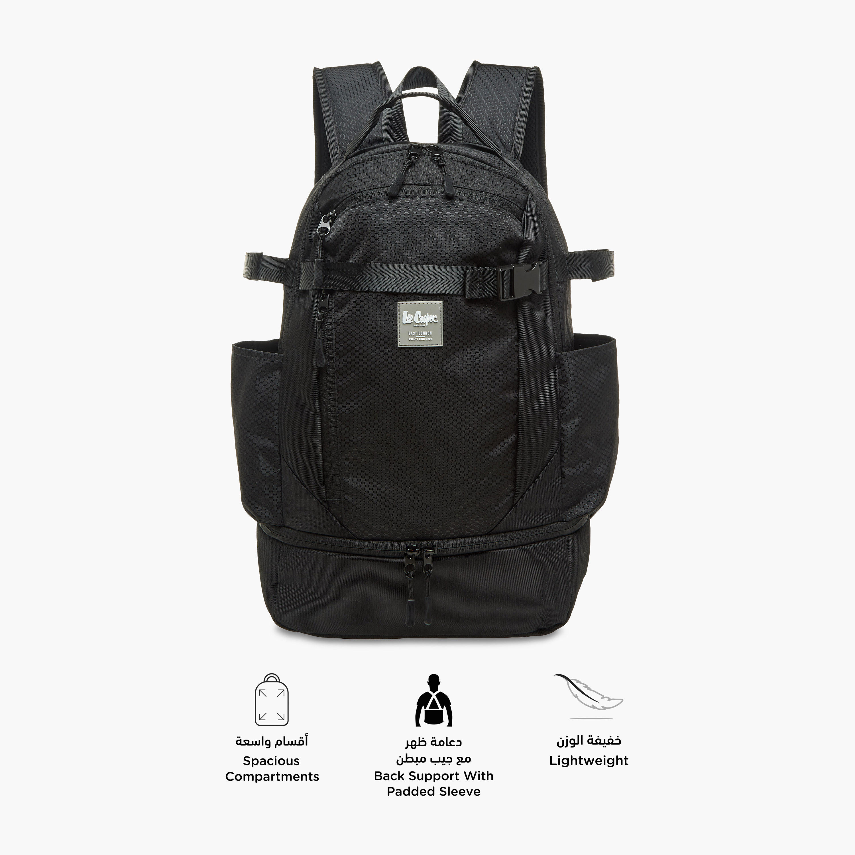 Lee Cooper Logo Applique School Backpack with Zip Closure - 16x31x48 cm-school-bagsandbackpacks-backpacks-image-4