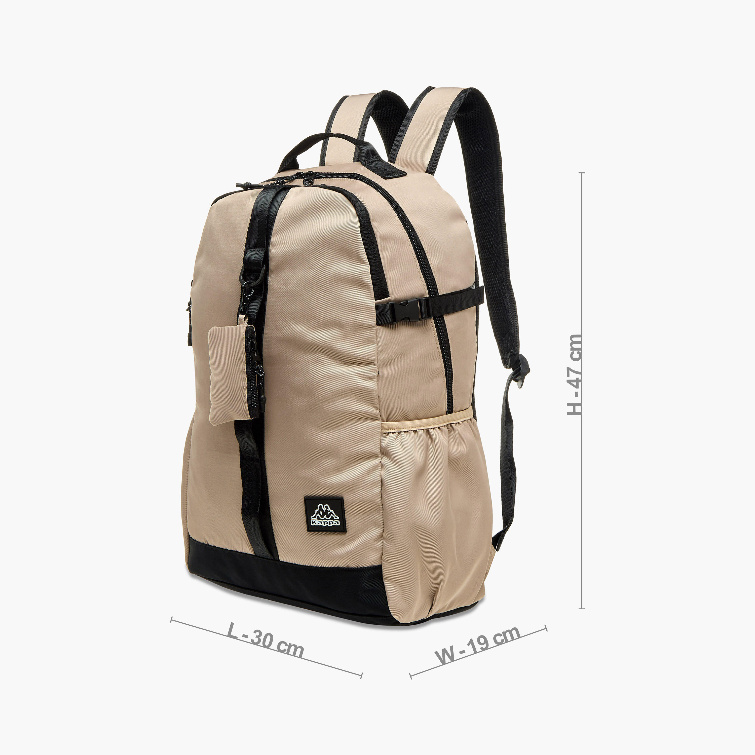 Kappa Logo Applique School Backpack with Pouch - 19x30x47 cm-school-bagsandbackpacks-backpacks-image-2