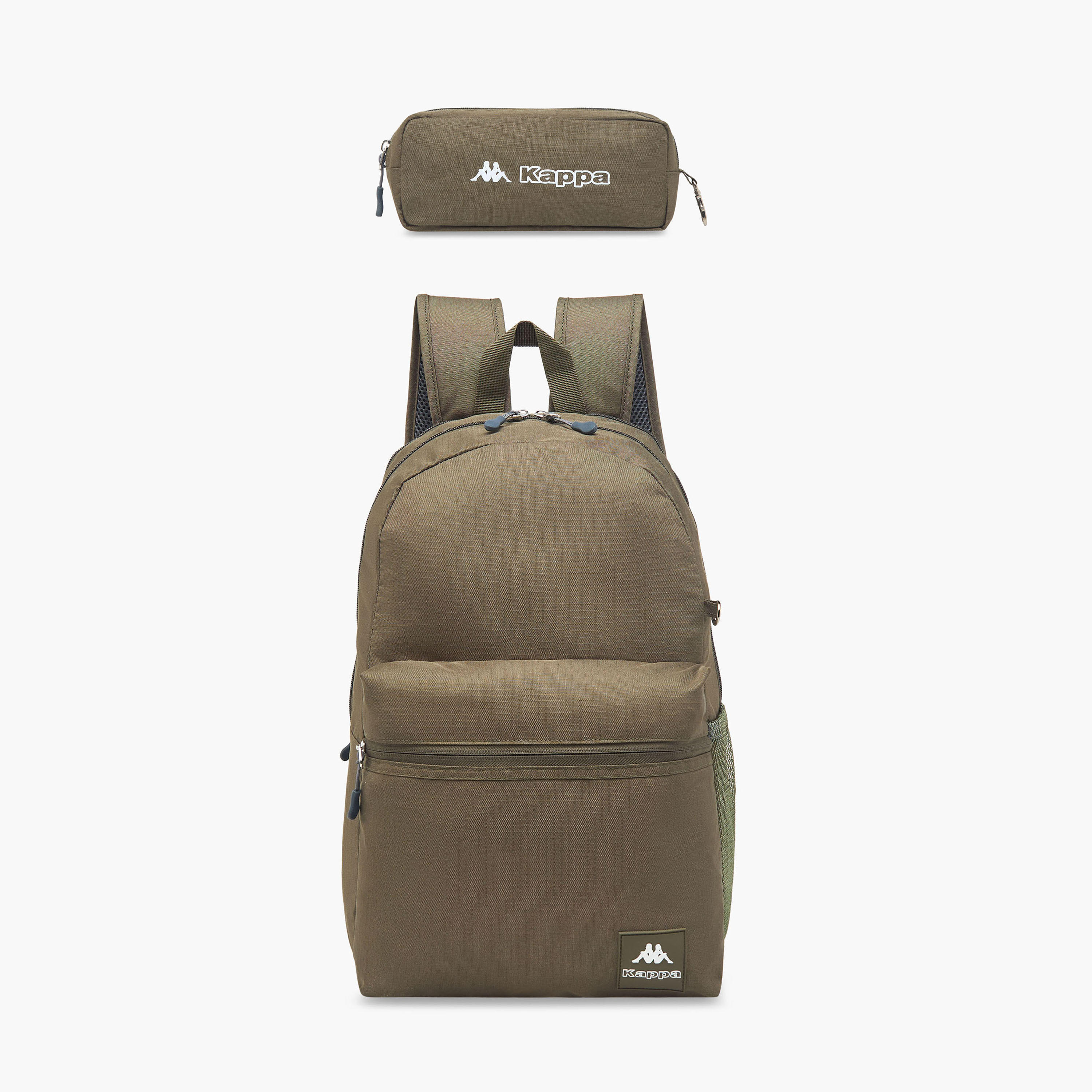 Kappa Logo Print School Backpack with Pencil Pouch set-school-bagsandbackpacks-sets-image-1