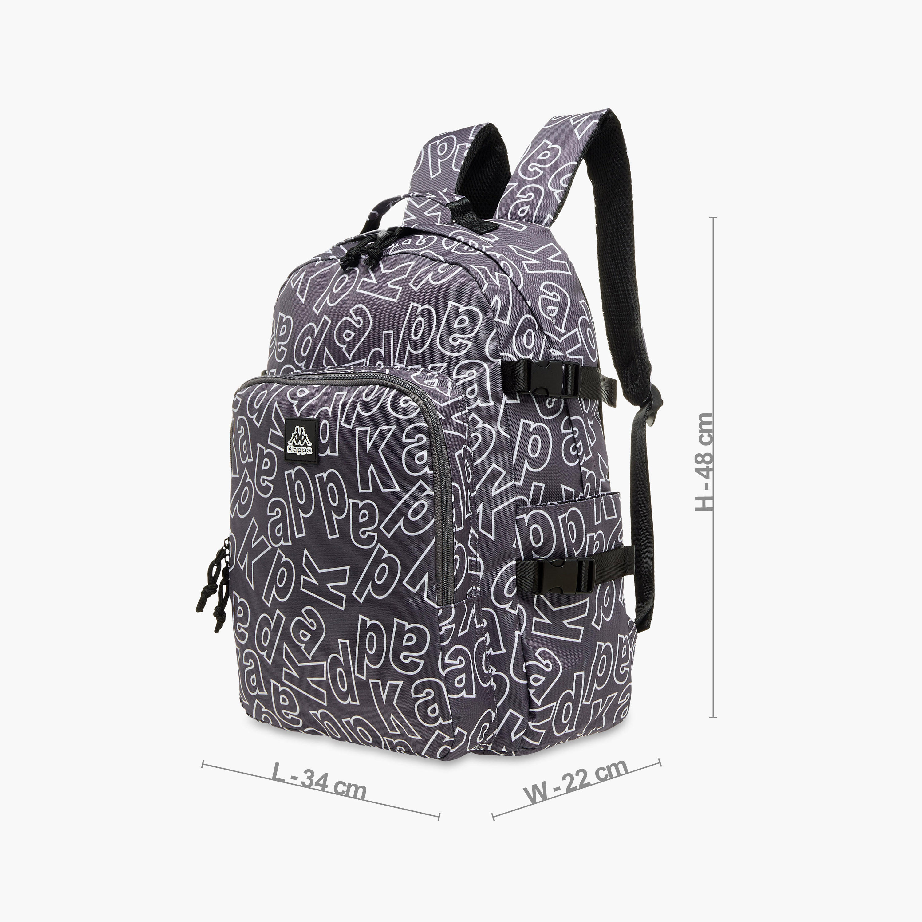 Kappa Logo Print School Backpack with Adjustable Straps and Zip Closure - 22x34x48 cm-school-bagsandbackpacks-backpacks-image-2