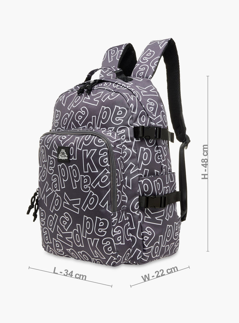 Kappa Logo Print School Backpack with Adjustable Straps and Zip Closure - 22x34x48 cm-school-bagsandbackpacks-backpacks-image-2