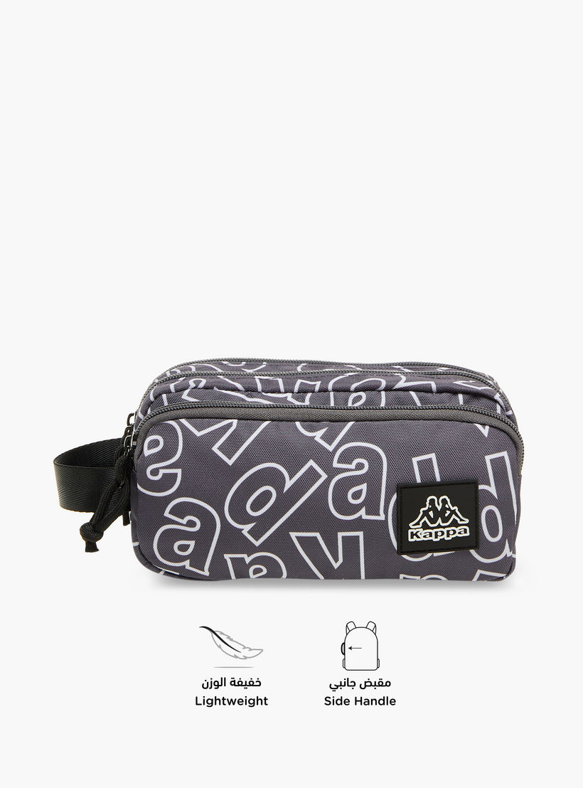 Kappa Logo Print Pencil Case with Zip Closure-school-stationery-pencilcases-image-4