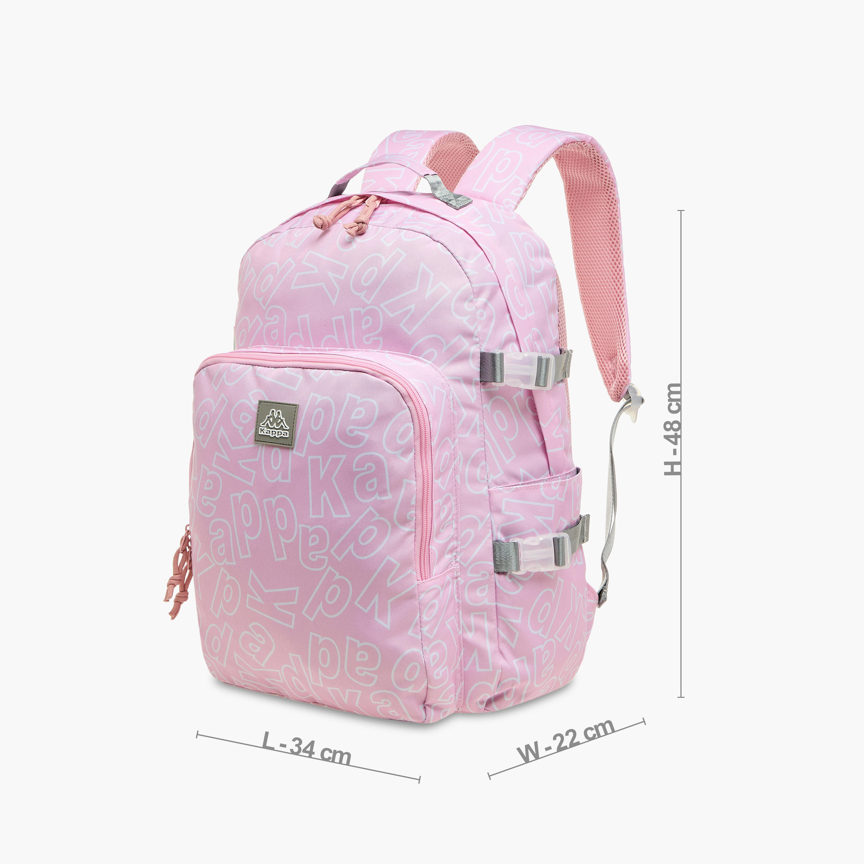 Kappa Logo Print School Backpack with Adjustable Straps and Zip Closure - 22x34x48 cm-school-bagsandbackpacks-backpacks-image-2