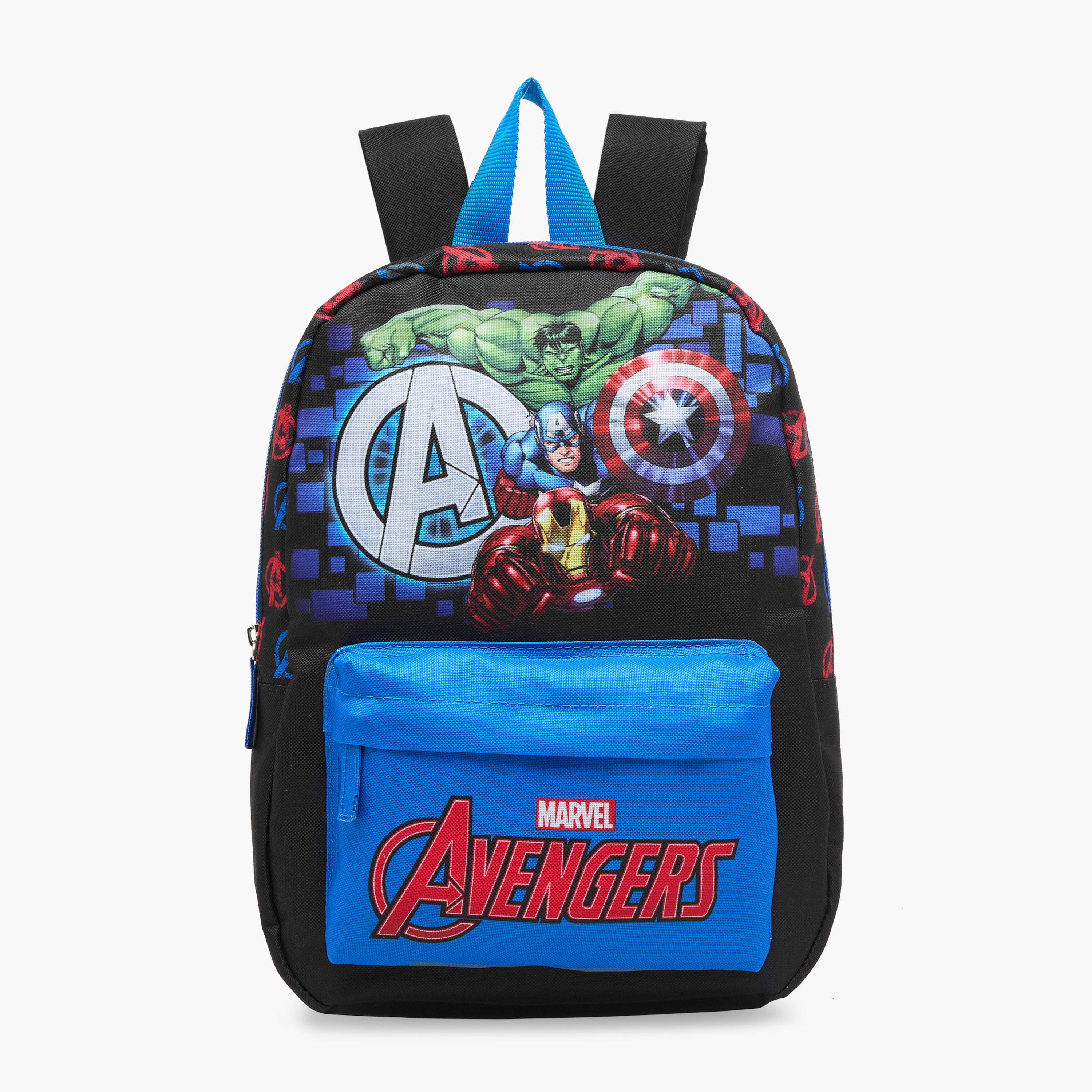 شنطة ظهر بطبعات أفينجرز مع حمالات قابلة للتعديل وسحاب إغلاق - 33x23x10 سم-school-bagsandbackpacks-backpacks-image-1