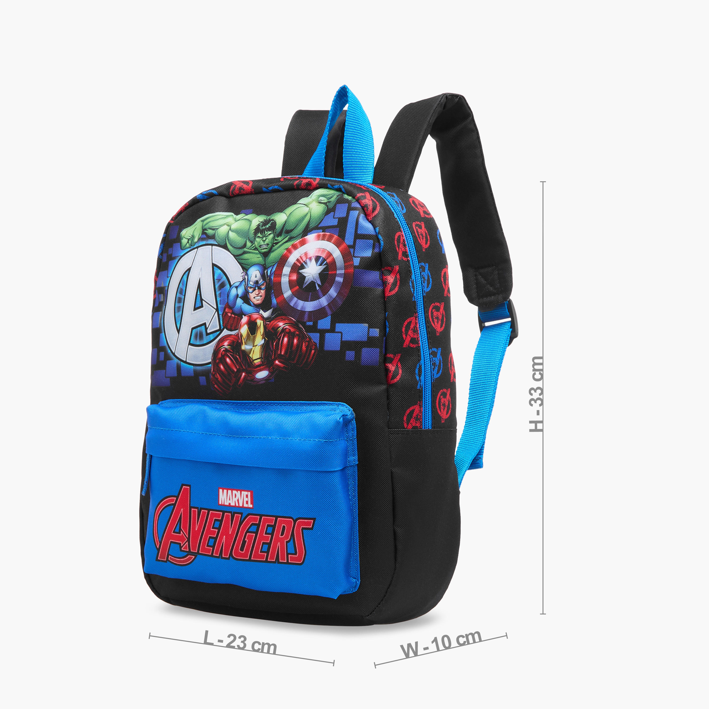شنطة ظهر بطبعات أفينجرز مع حمالات قابلة للتعديل وسحاب إغلاق - 33x23x10 سم-school-bagsandbackpacks-backpacks-image-2
