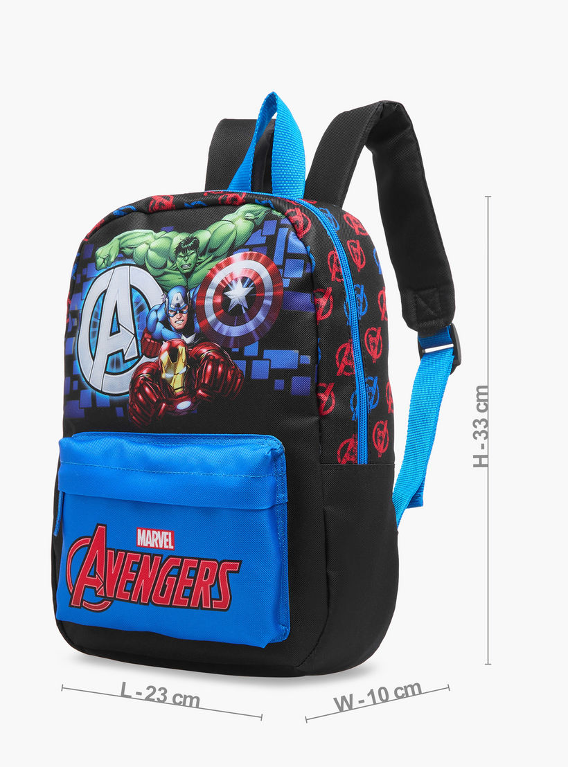 شنطة ظهر بطبعات أفينجرز مع حمالات قابلة للتعديل وسحاب إغلاق - 33x23x10 سم-school-bagsandbackpacks-backpacks-image-2