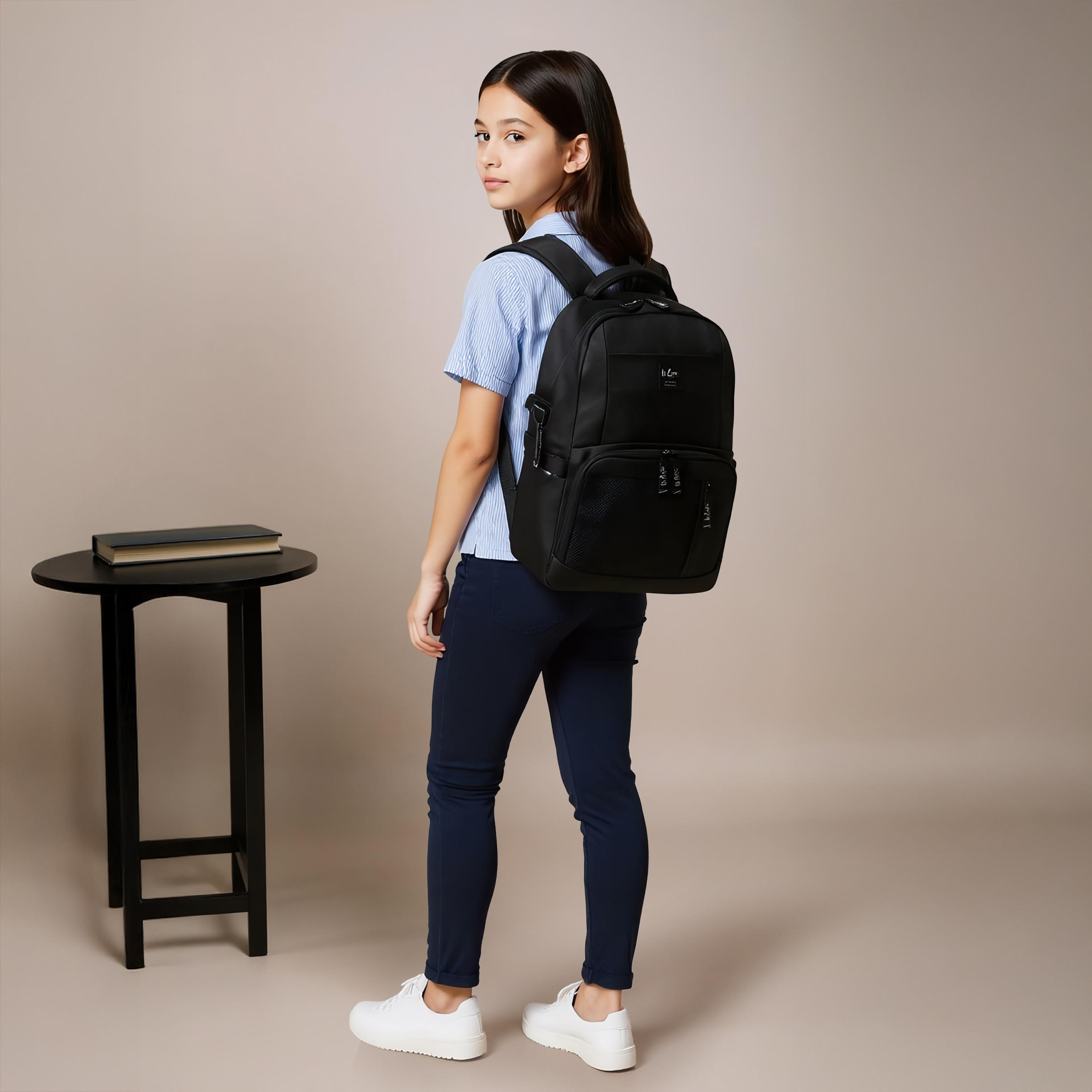 Lee Cooper Panelled School Backpack with Zip Closure and Adjustable Strap - 32x14x46 cm-school-bagsandbackpacks-backpacks-image-3
