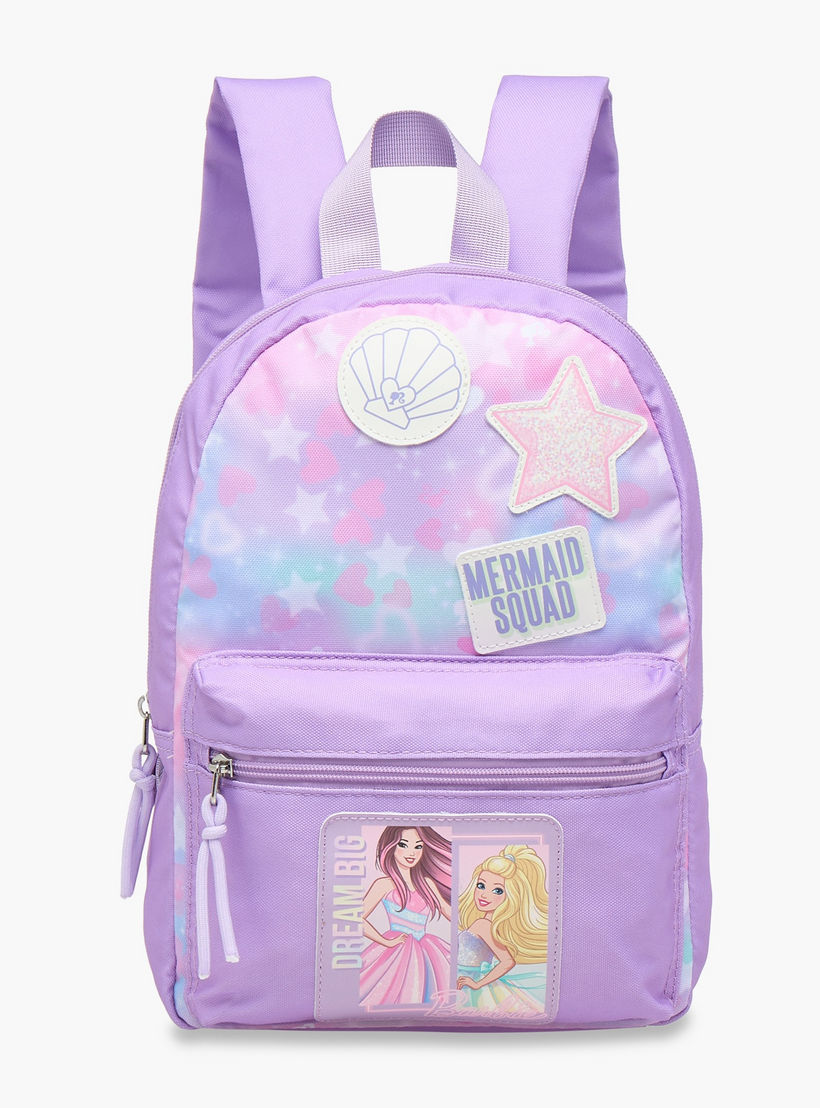 شنطة ظهر للمدرسة بأحزمة كتف قابلة للتعديل وطبعات من باربي - 33x25x10 سم-school-bagsandbackpacks-backpacks-image-1