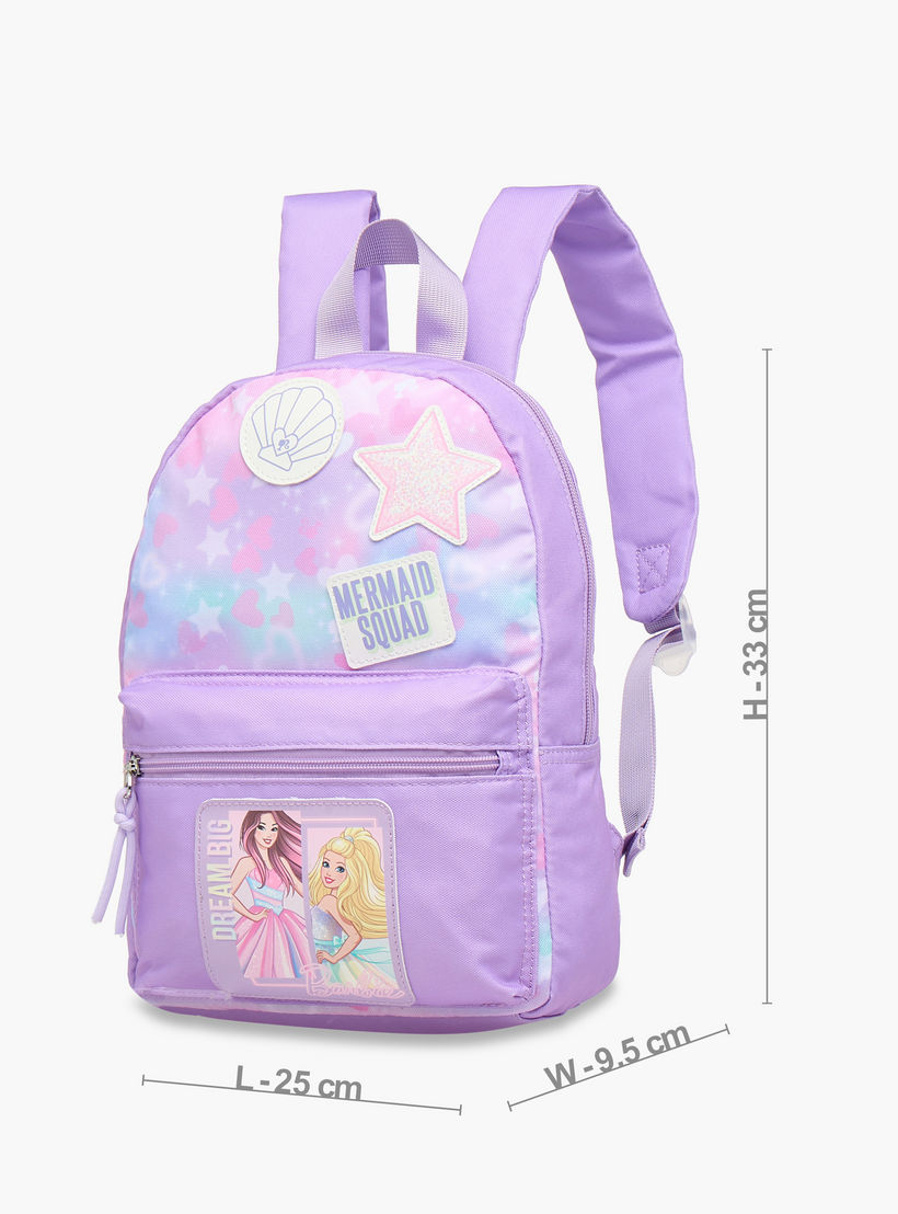 شنطة ظهر للمدرسة بأحزمة كتف قابلة للتعديل وطبعات من باربي - 33x25x10 سم-school-bagsandbackpacks-backpacks-image-2