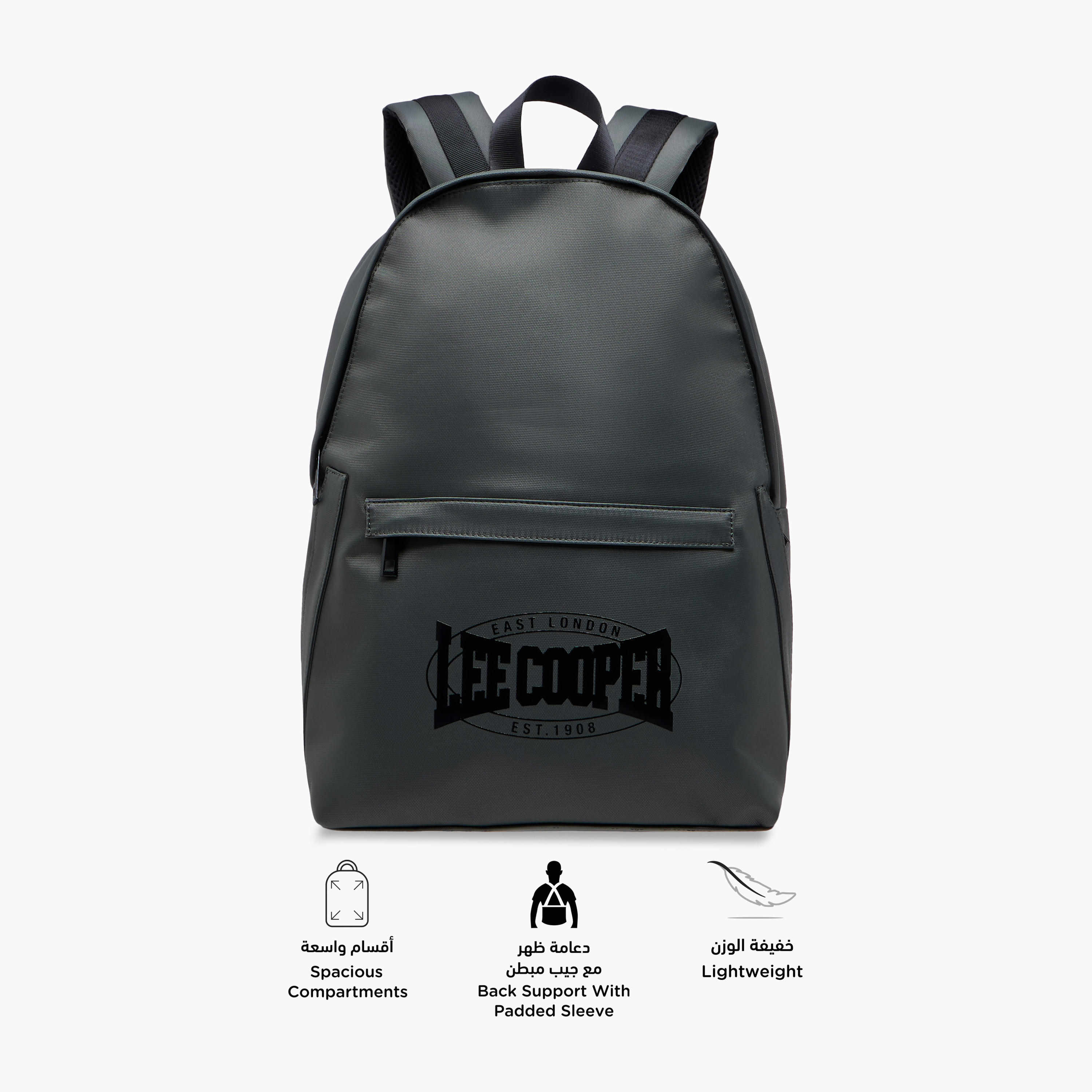 Lee Cooper Logo Detail Backpack with Adjustable Straps and Zip Closure - 45x16 cm-school-bagsandbackpacks-backpacks-image-4