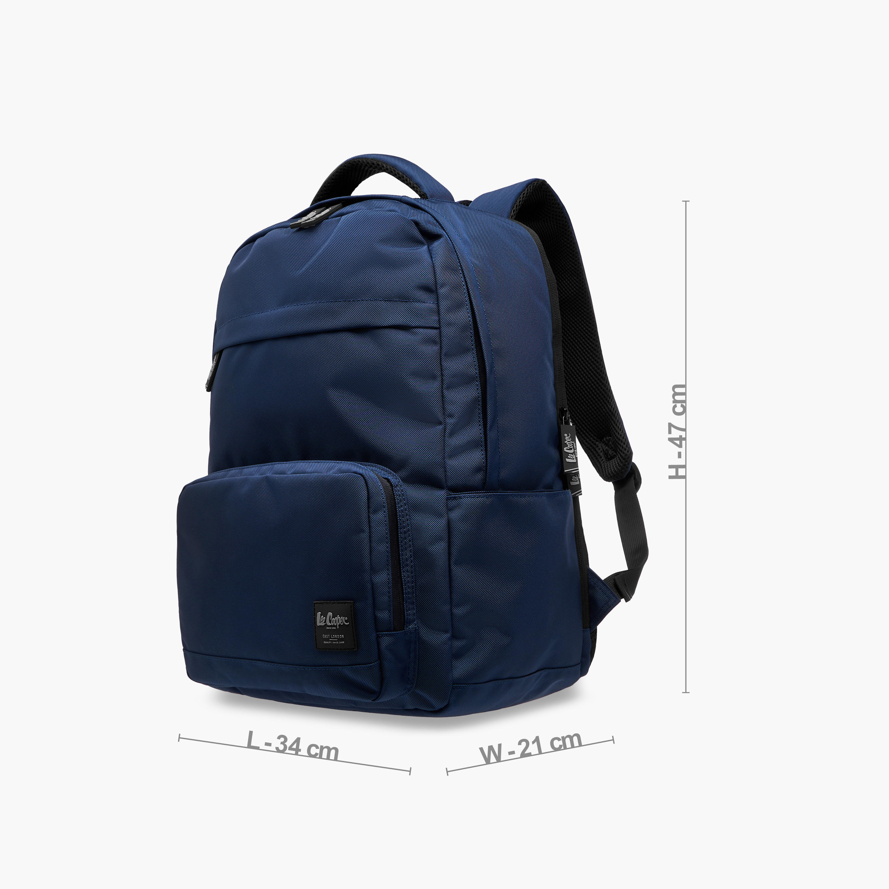 Lee Cooper Textured Backpack with Adjustable Straps and Zip Closure - 34x47x21 cm-school-bagsandbackpacks-backpacks-image-2