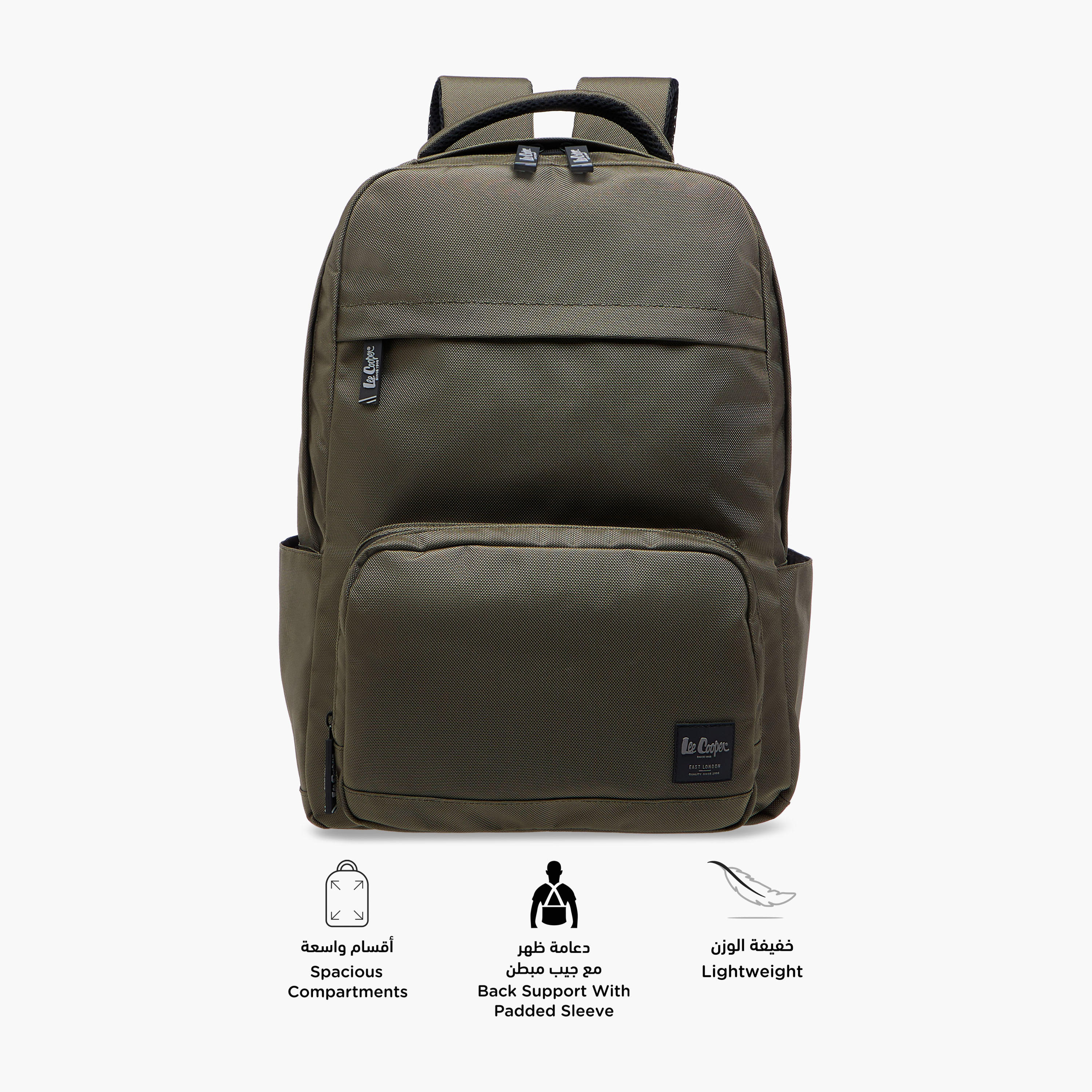 Lee Cooper Textured Backpack with Adjustable Straps and Zip Closure - 34x47x21 cm-school-bagsandbackpacks-backpacks-image-4