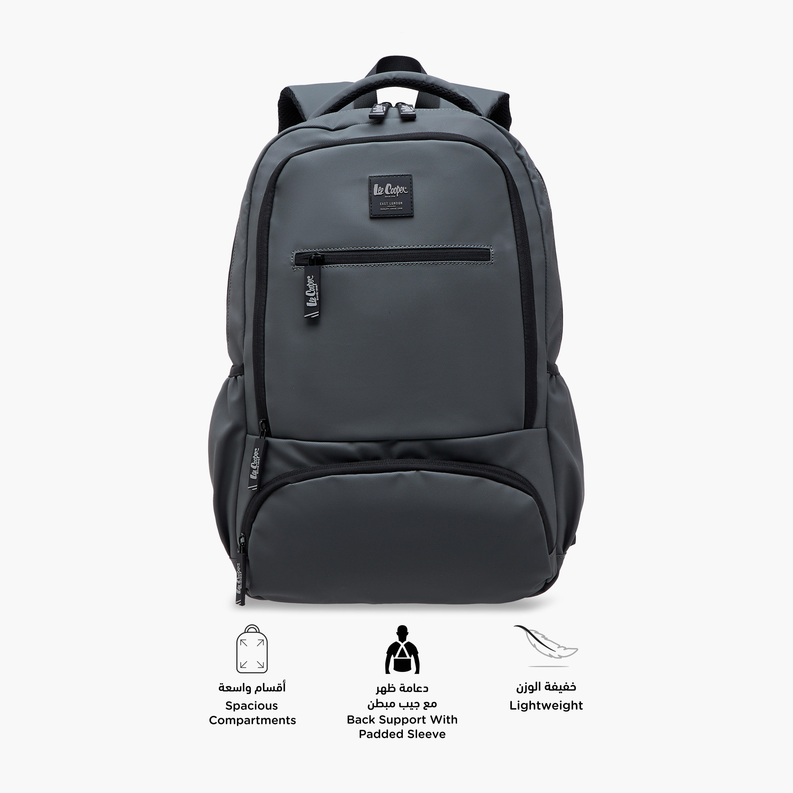 Lee Cooper Solid Backpack with Adjustable Straps and Zip Closure - 33x48x14 cm-school-bagsandbackpacks-backpacks-image-4